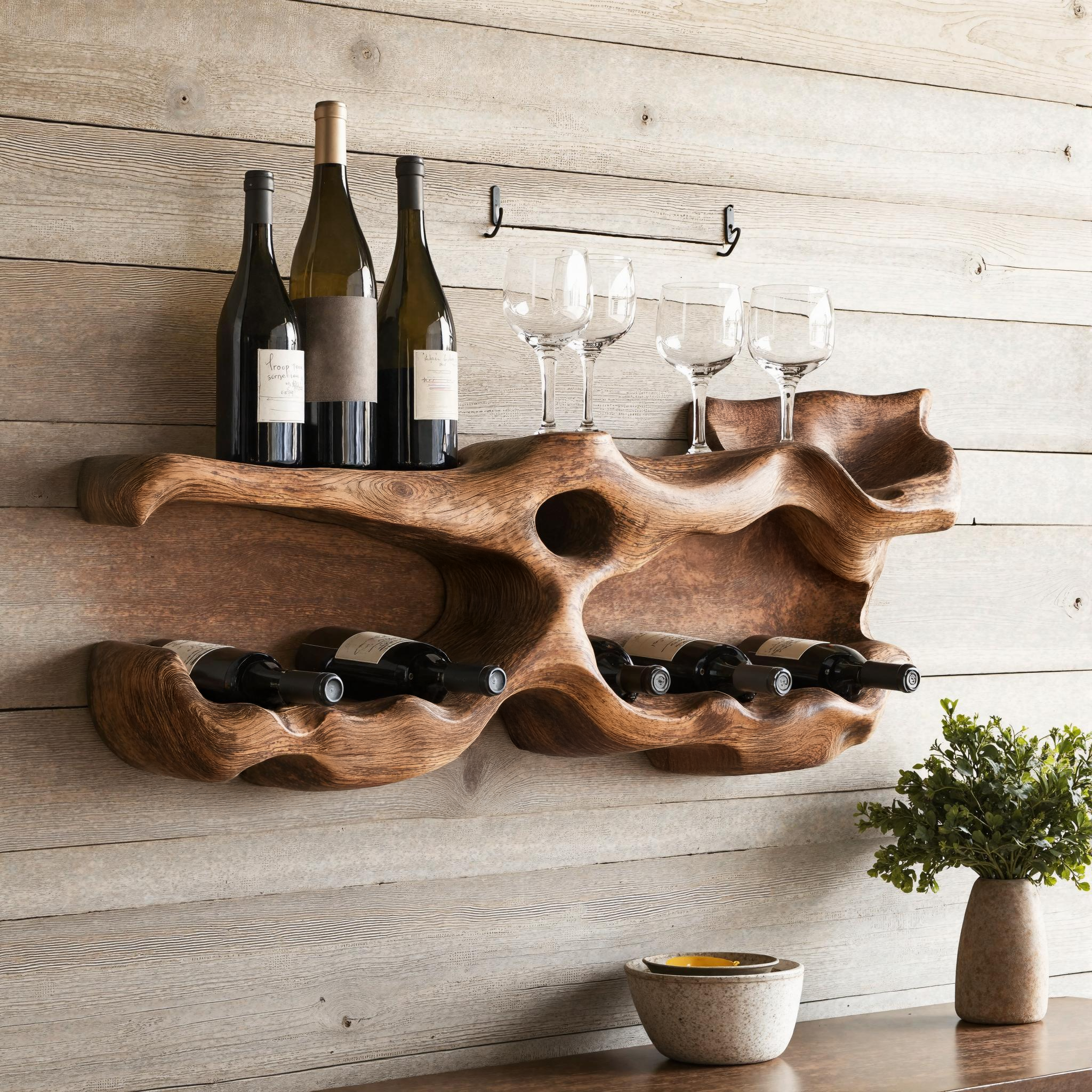 Farmhouse Wine Holder For Living Room Shelf Accent SILDTTNWH016