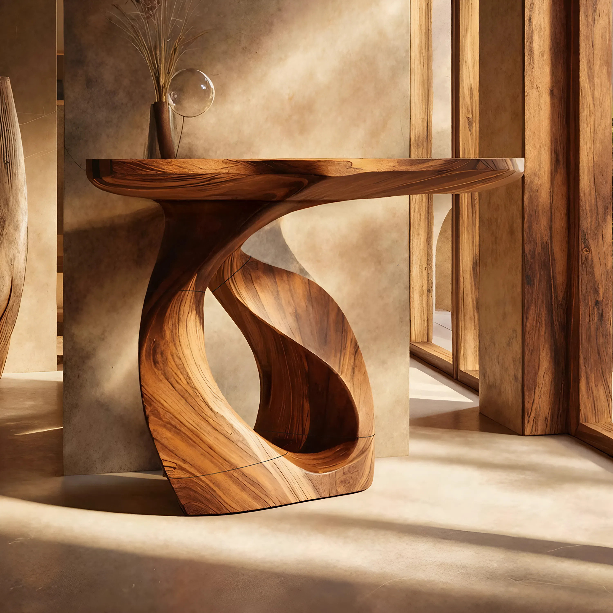 Handcrafted Solid Wood Console Table Organic Design For Entryway Decor SILDTTNCS070