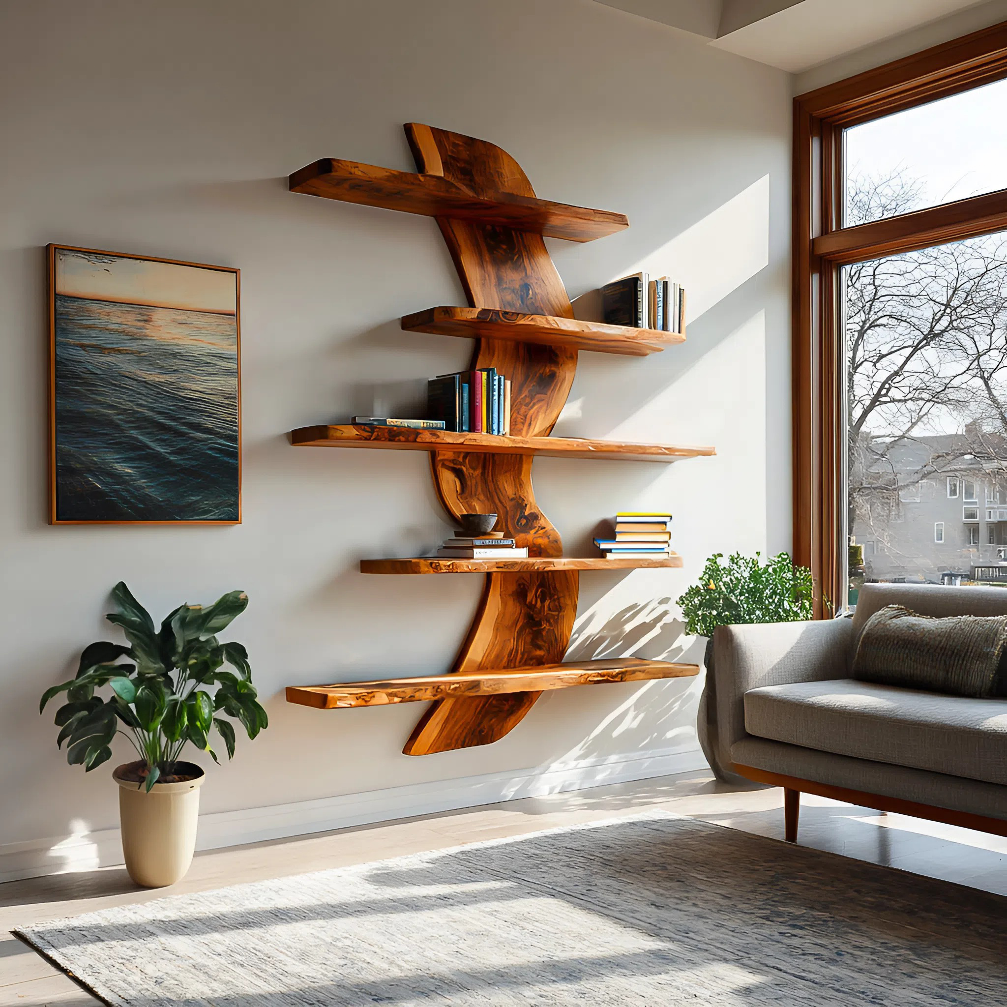 Sculptural Wall Mounted Bookshelf For Modern Living Room RTTHTTBS070