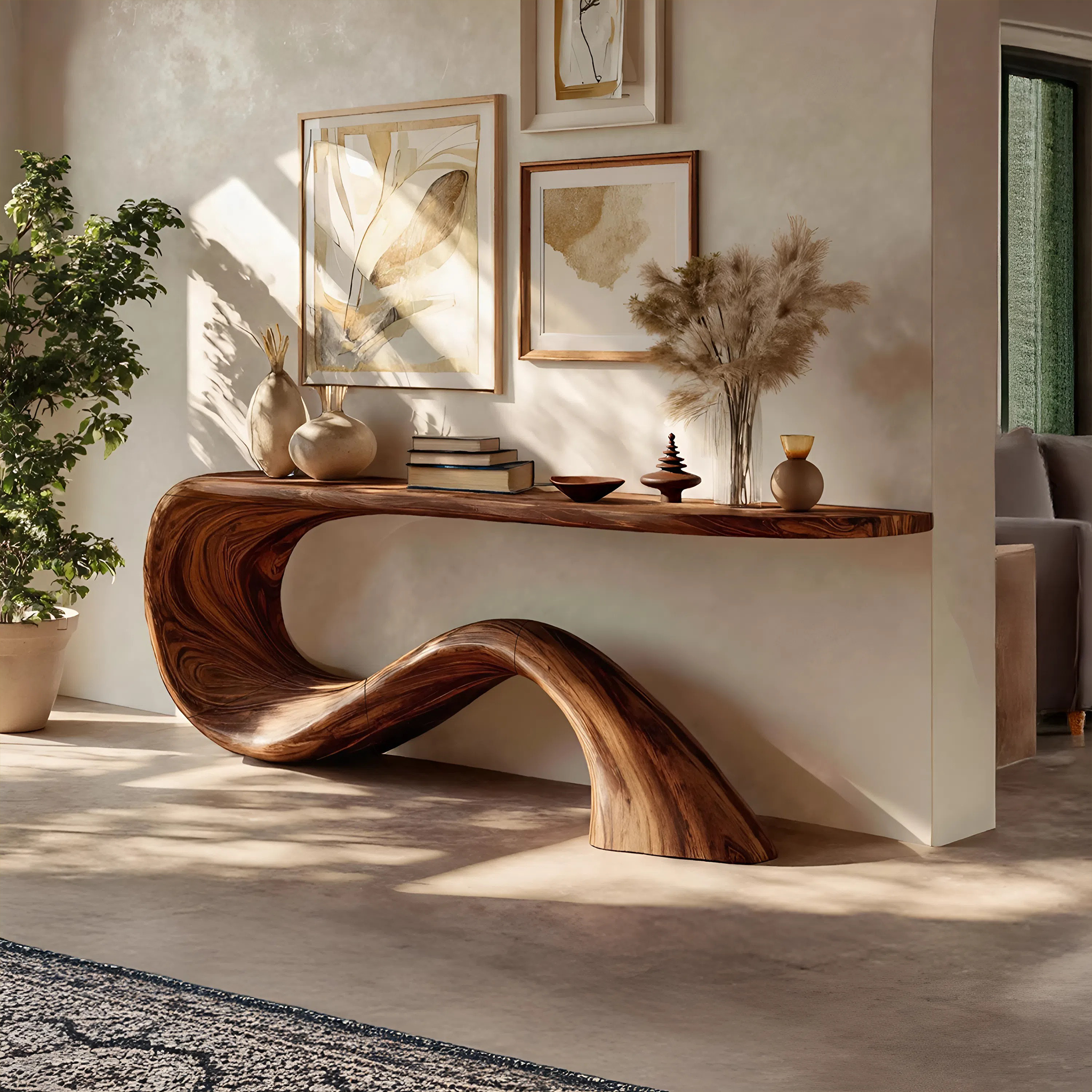 Modern Live Edge Entryway Table Organic Solid Wood For Home Decor SILDTTNCS080