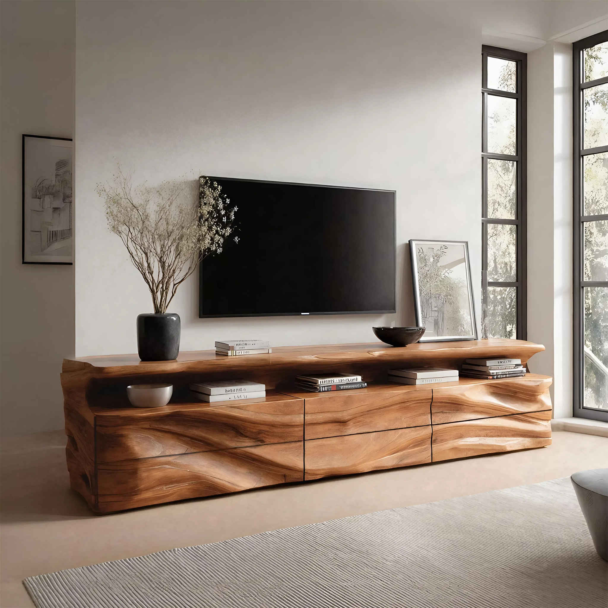 Modern TV Console With Shelf And Drawers For Living Room SITHHNTVC020