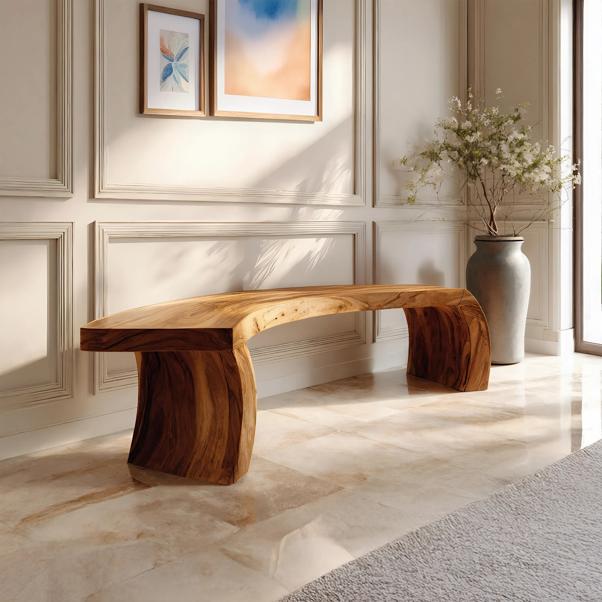 Rustic Live Edge Wood Bench For Entryway Accent Furniture SILDTTRBEN007