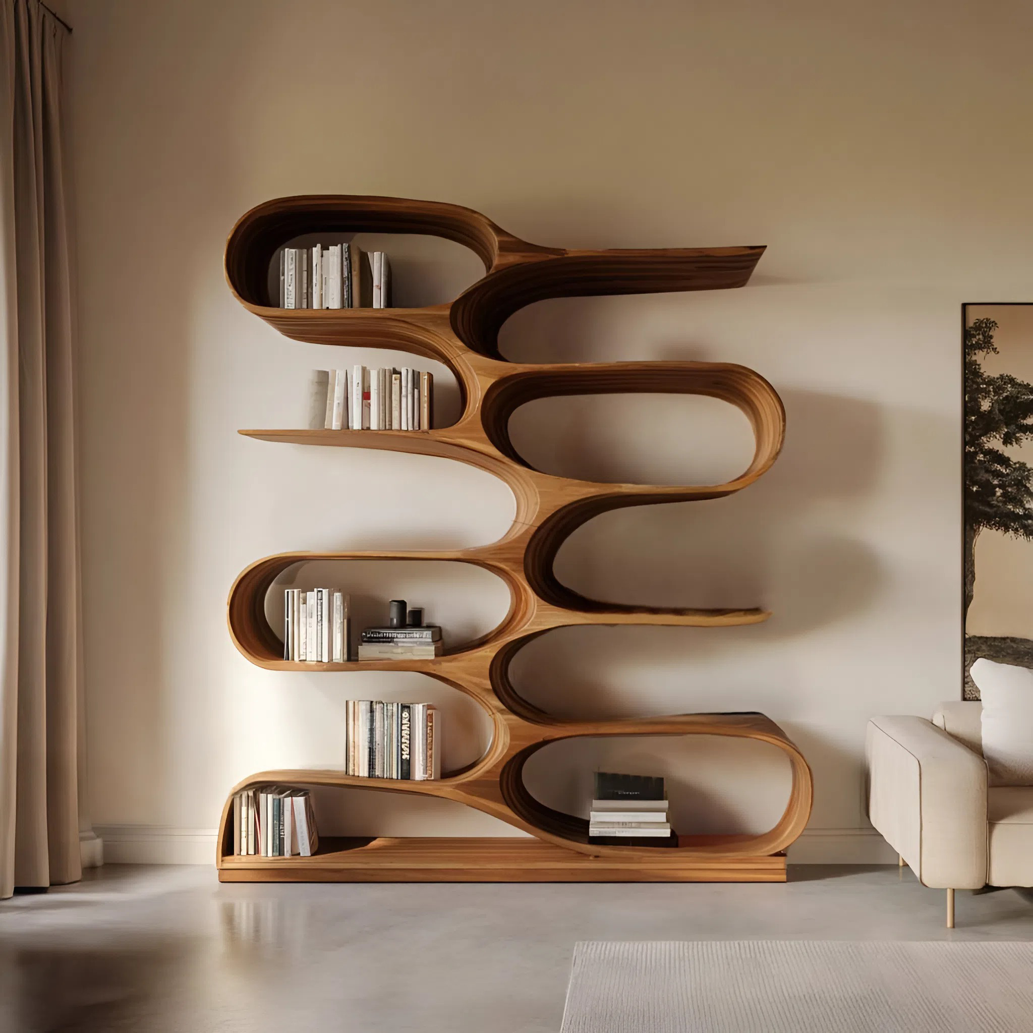 Organic Bookshelf For Living Room Or Home Decor SITHHNBS056