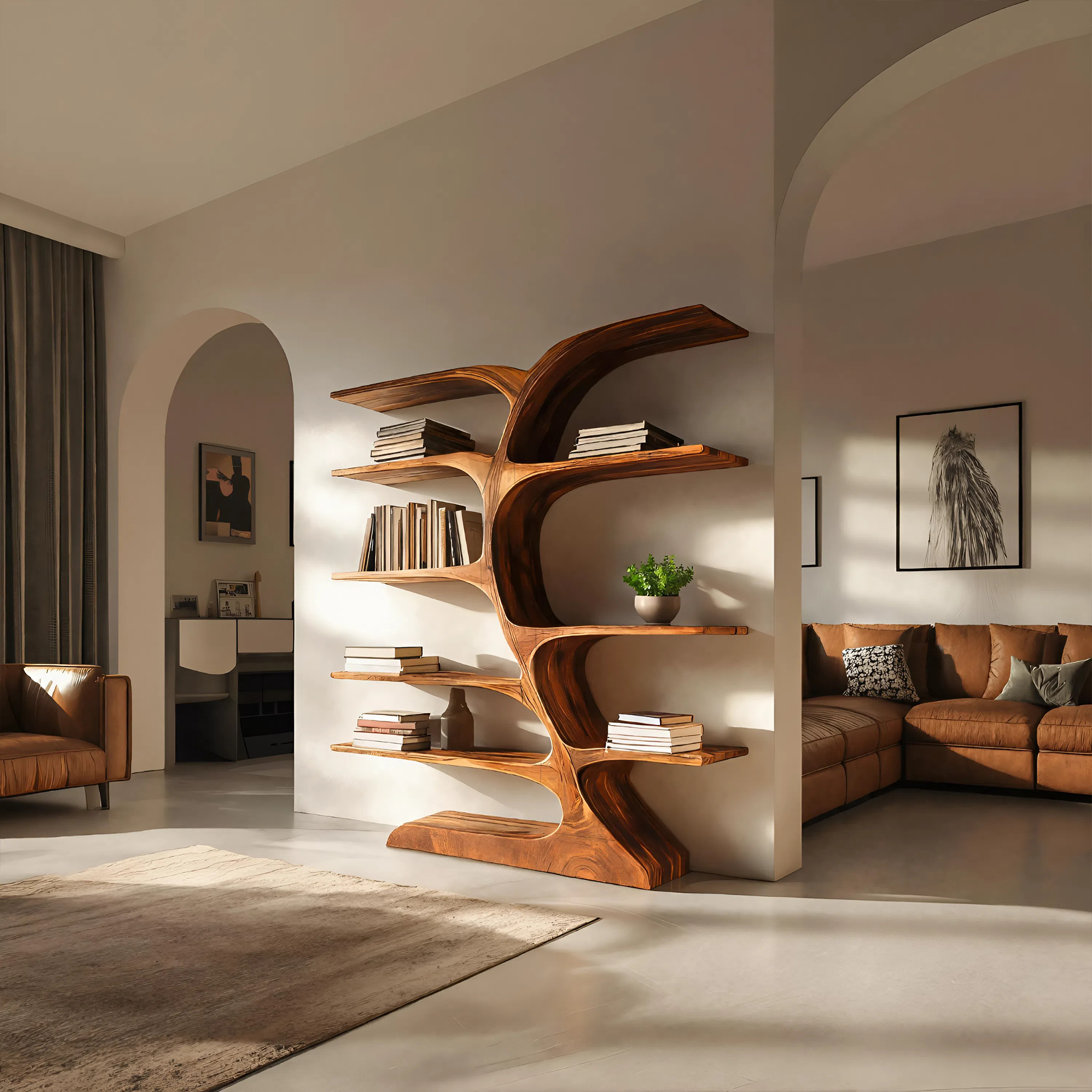 Organic Curved Bookshelf For Open Space RTTHTTBS051
