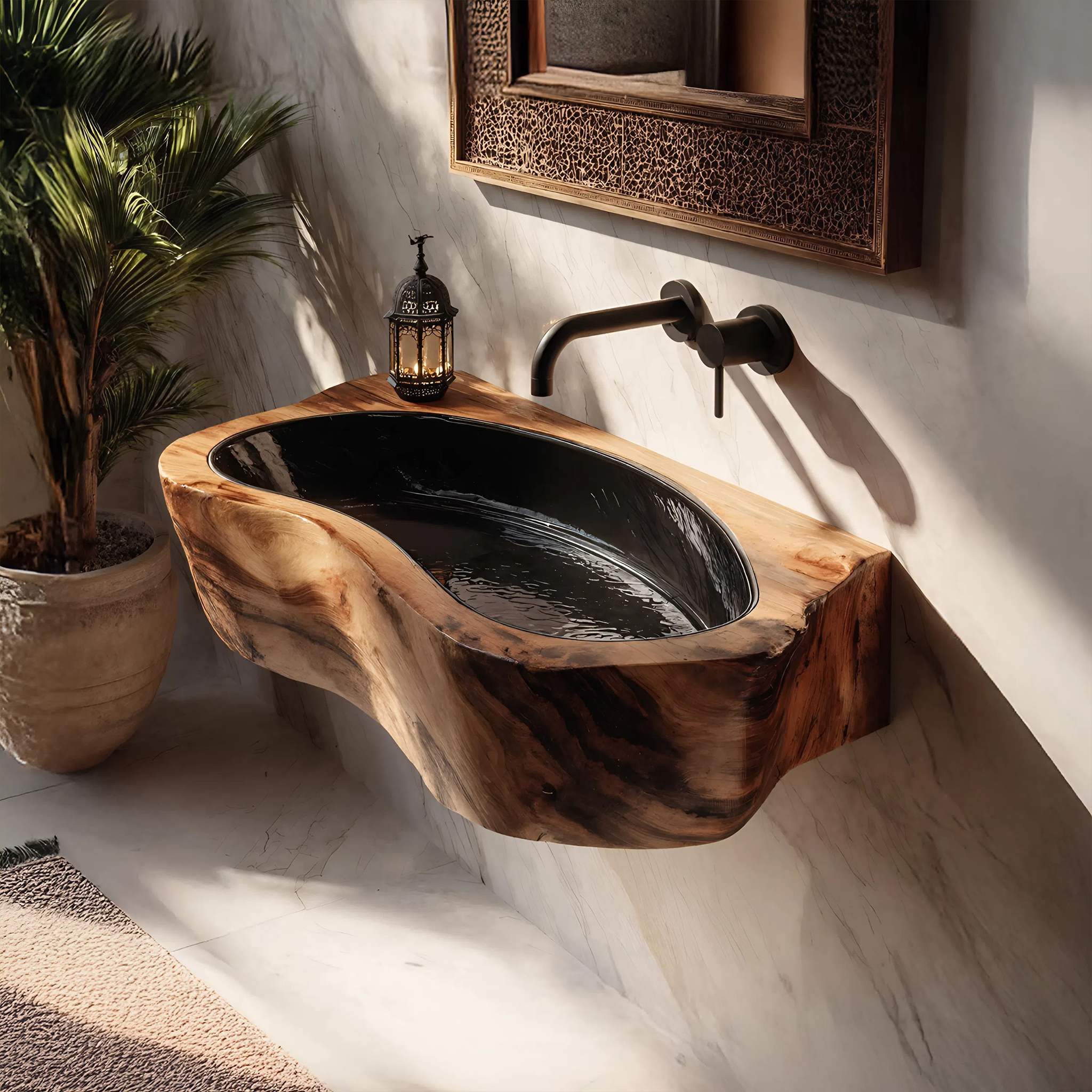 Handcrafted Live Edge Wood Vanity Sink For Natural Bathroom Decor SILDTTRVS027