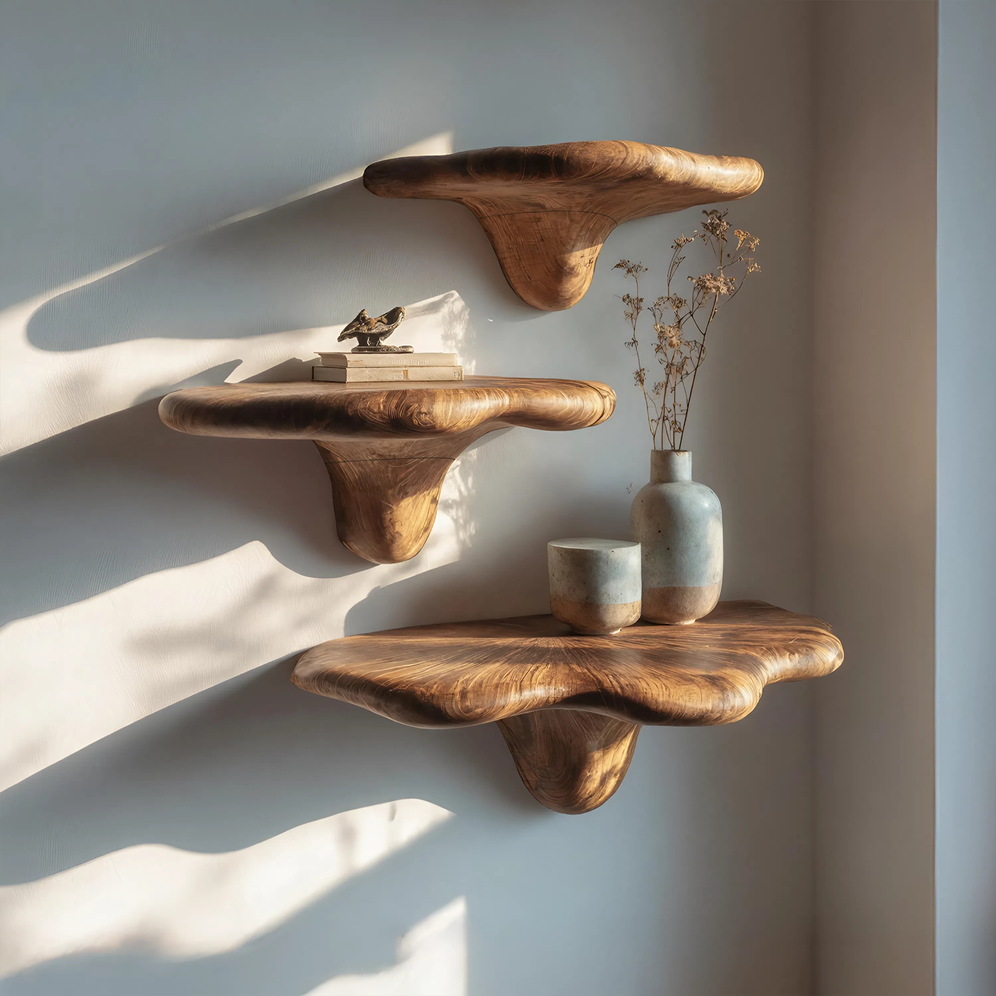Farmhouse Live Edge Mushroom Shelf For Natural Furniture Decor Style SILDTTNMR006