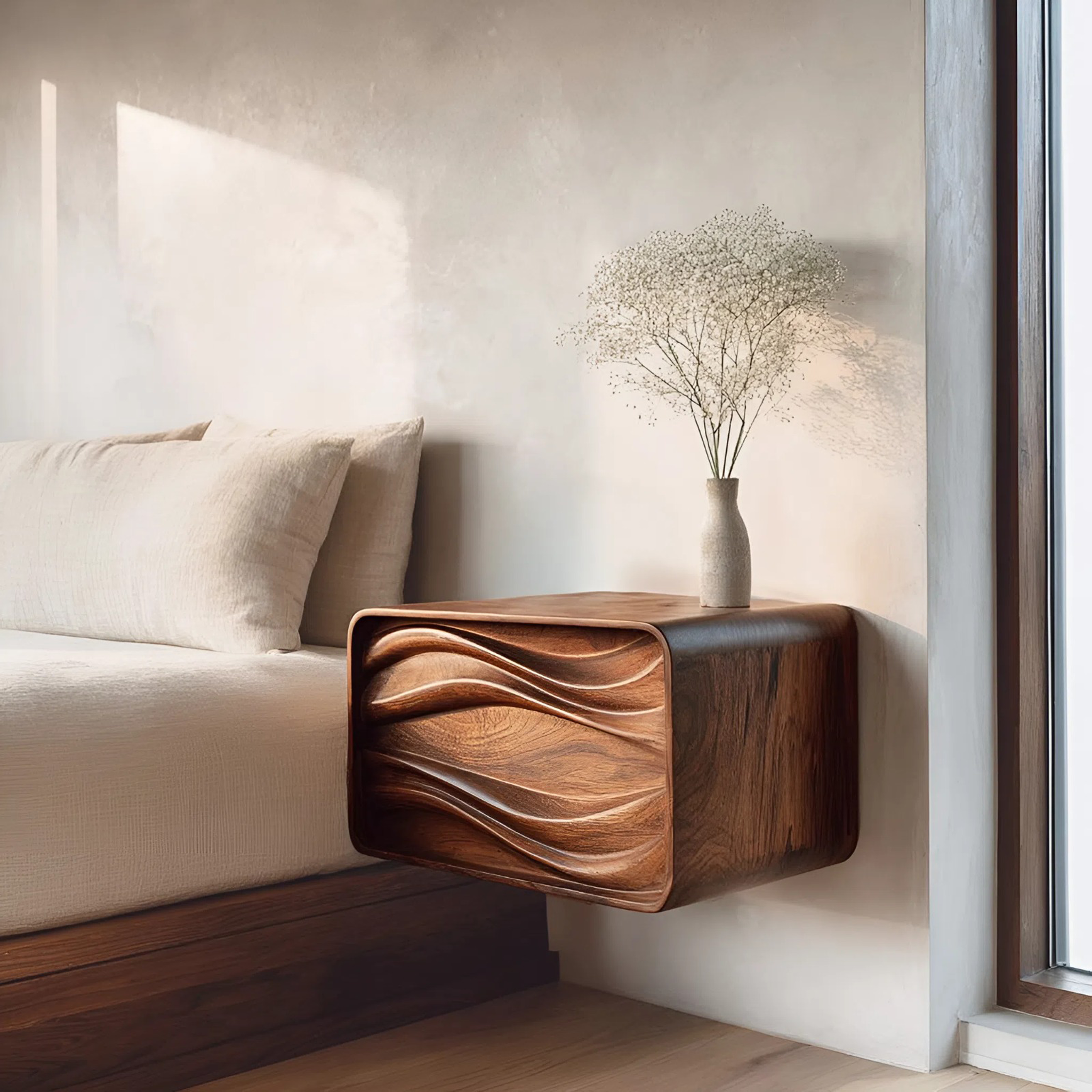 Organic Sculptural Floating Bedside Table For Bedroom Decor RTTHHNNS012