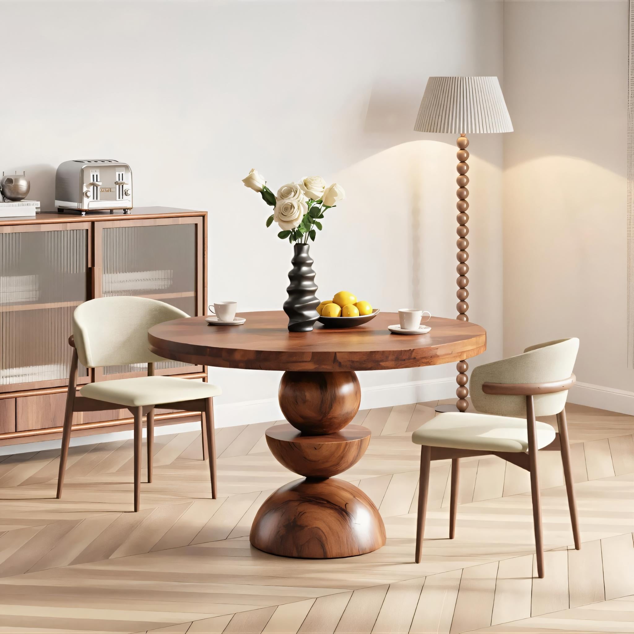 Modern Round Dining Table With Geometric Base For Kitchen And Dining Room SITHTTDN001