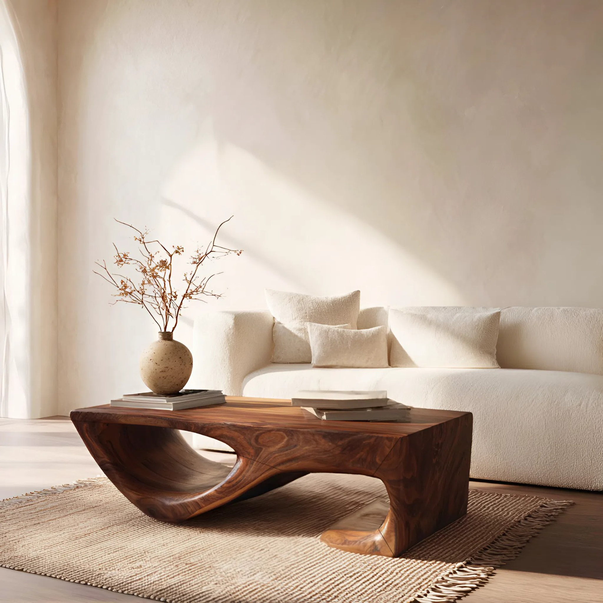 Minimal Curved Coffee Table For Living Room RTTHHNCF047