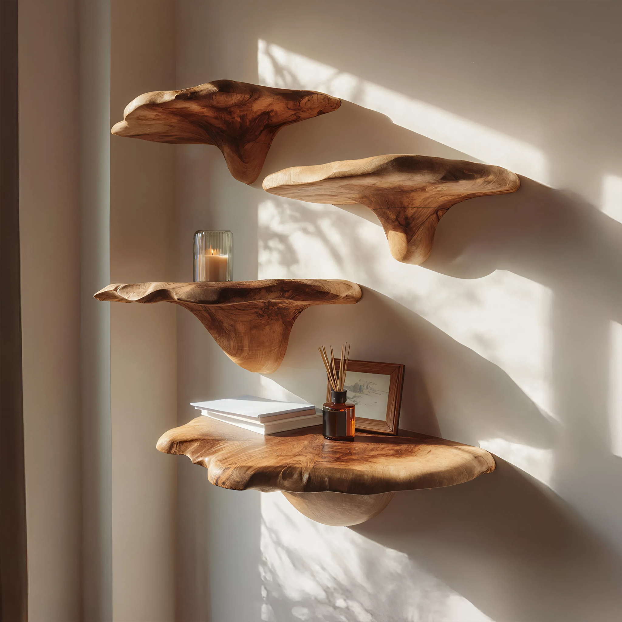 Mid Century Live Edge Mushroom Shelf For Stylish Furniture Decor SILDTTNMR003