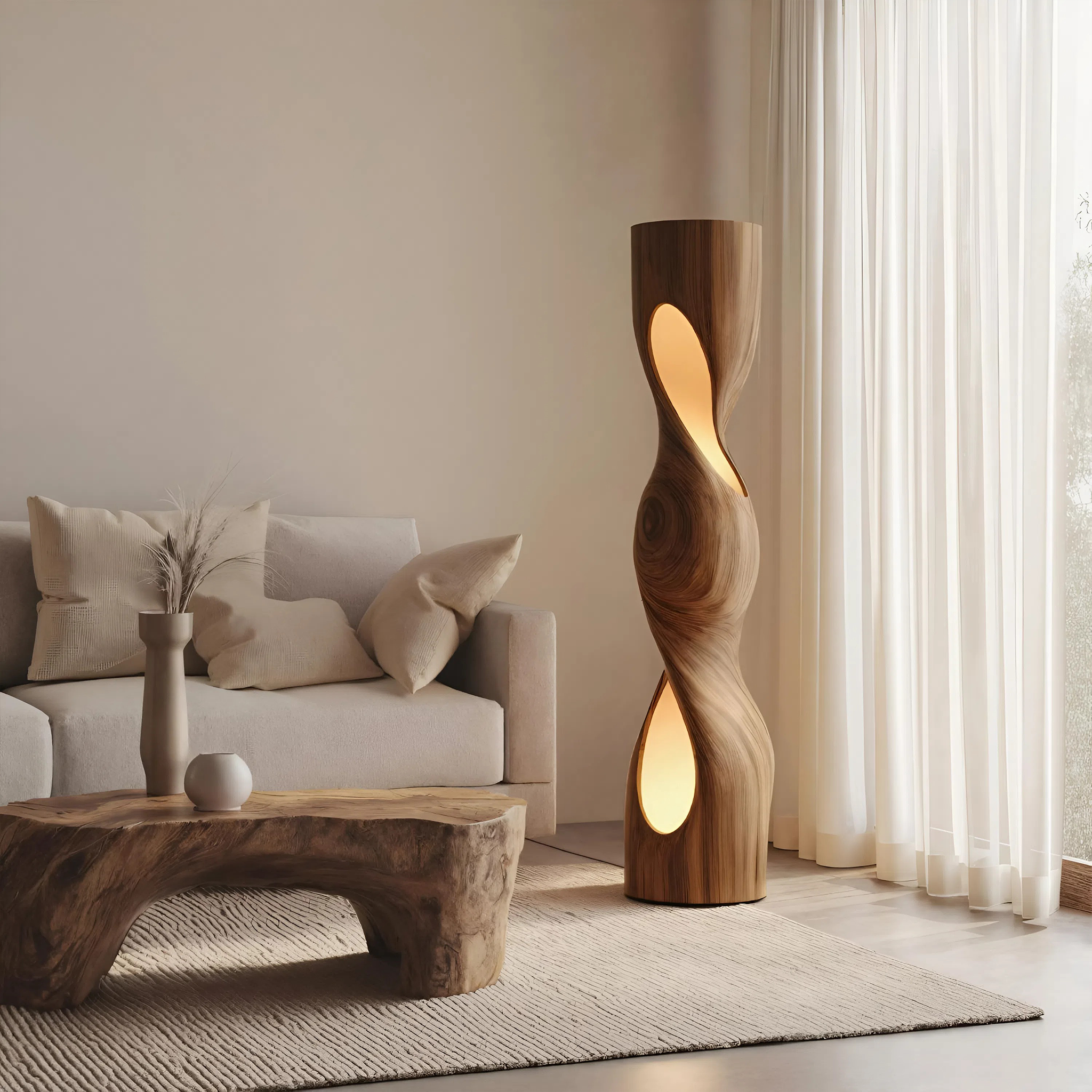 Organic Sculptural Twisted Floor Lamp For Living Room Or Bedroom SITHHNLAM030