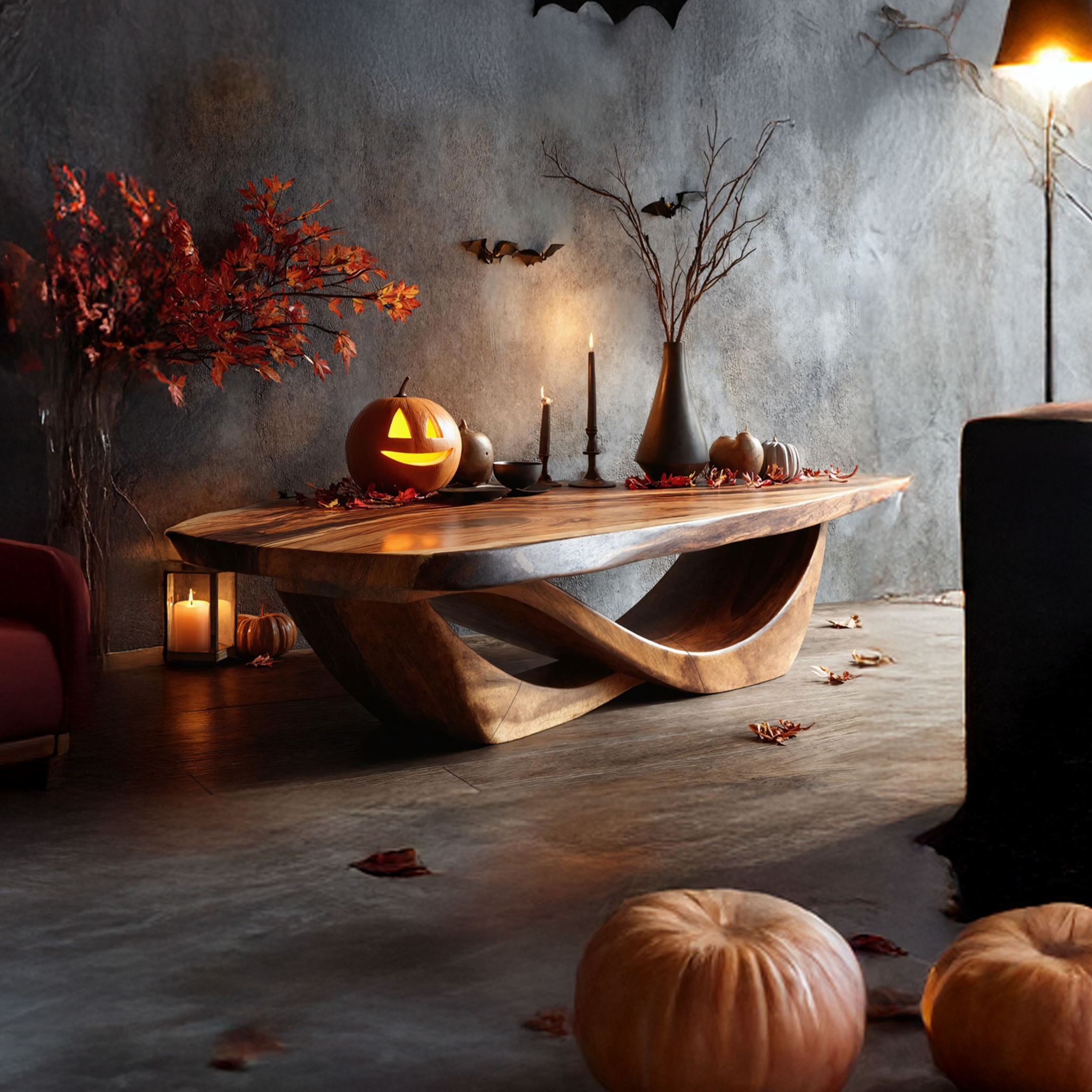Handcrafted Solid Wood Coffee Table Entryway Design Haunted Look SILDTTNHCF025