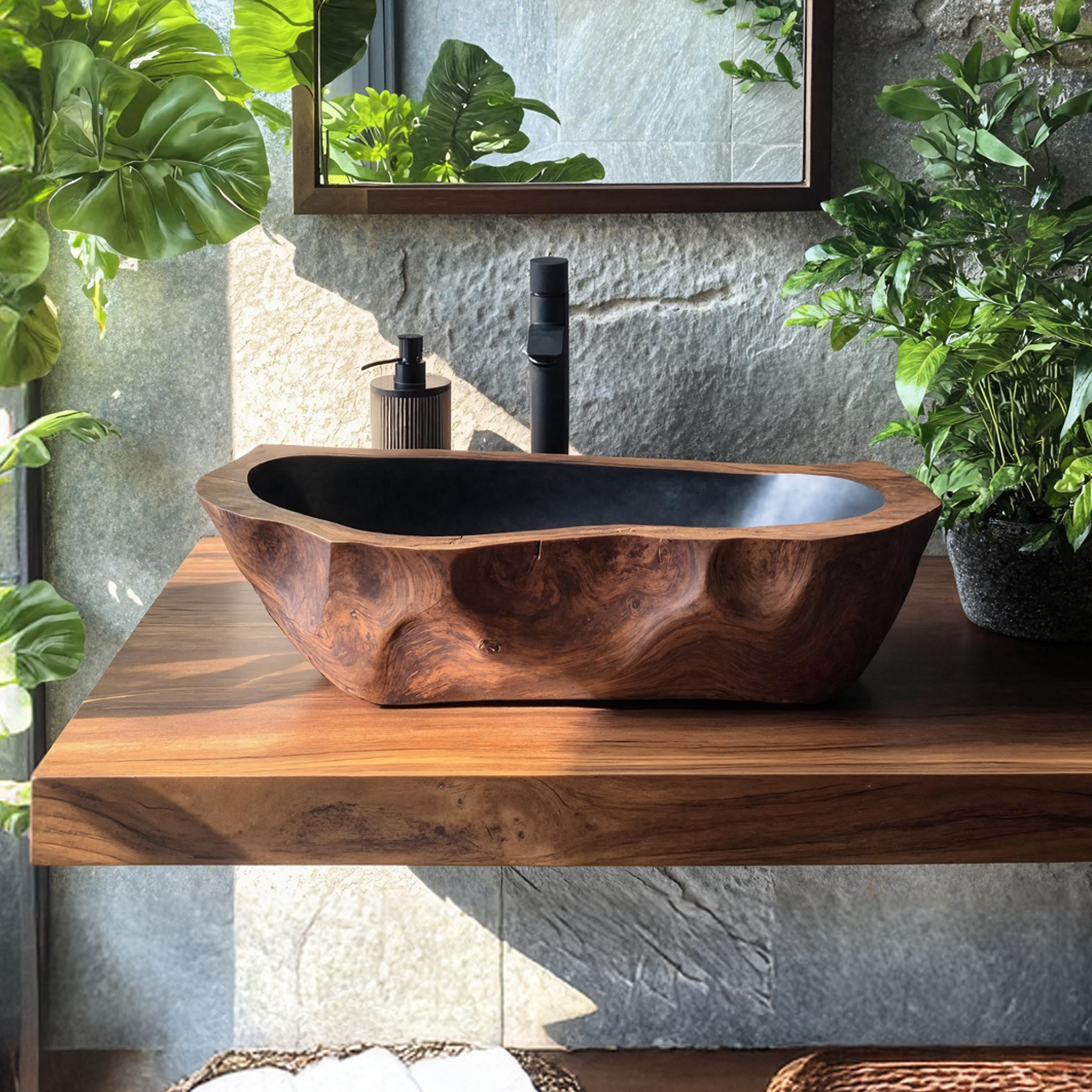 Mid Century Solid Wood Sink For Modern Bathroom Makeover SILDTTNVS002