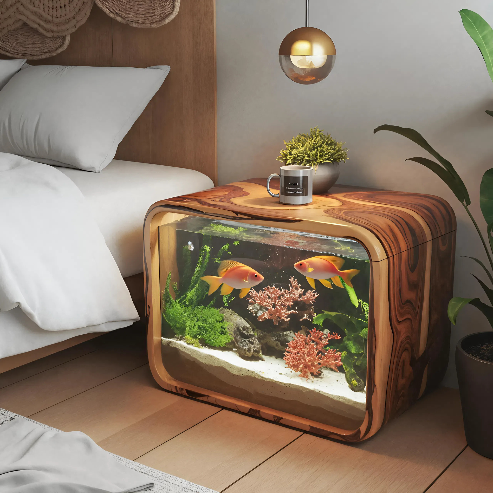 Modern Wooden Aquarium Frame For Bedroom And Living Room Display SITHTTTAM003