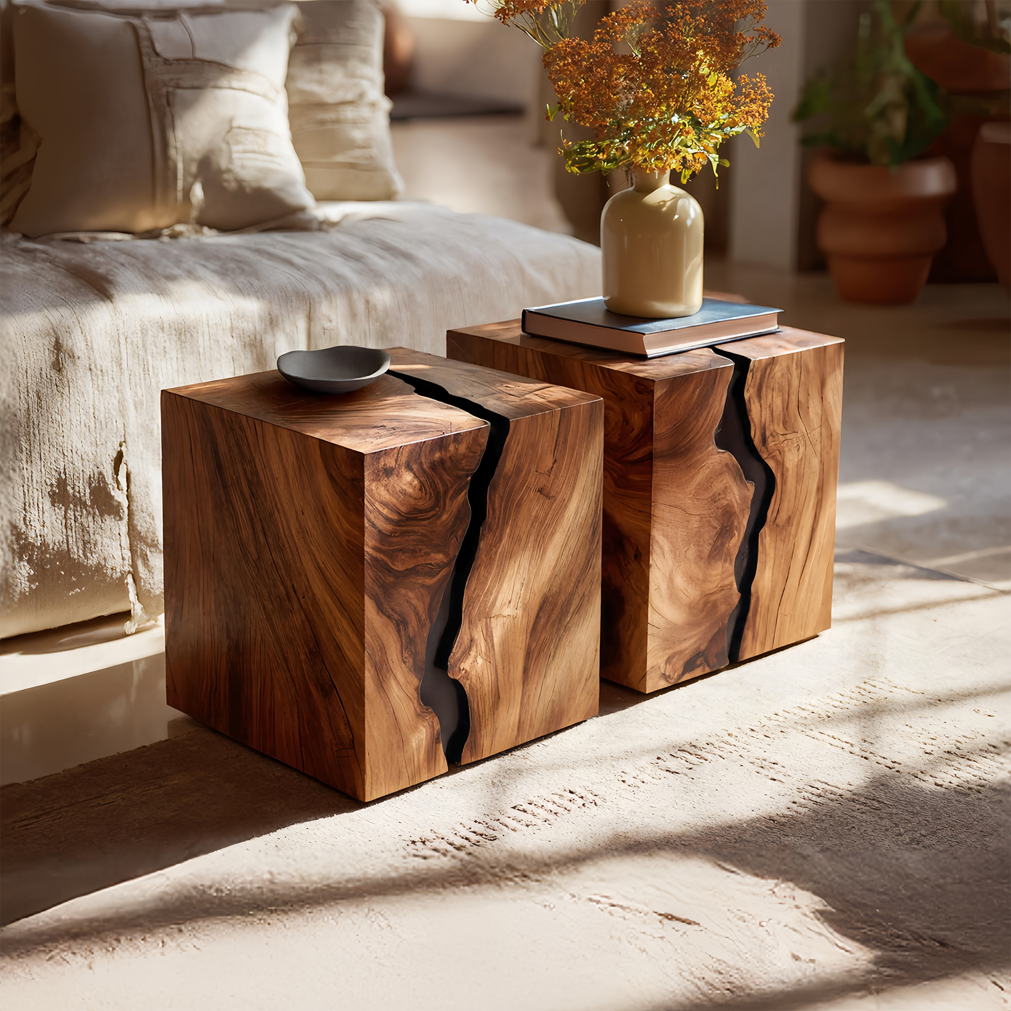 Handcrafted Solid Wood Low Coffee Table For Living Decor SILDTTNCF058