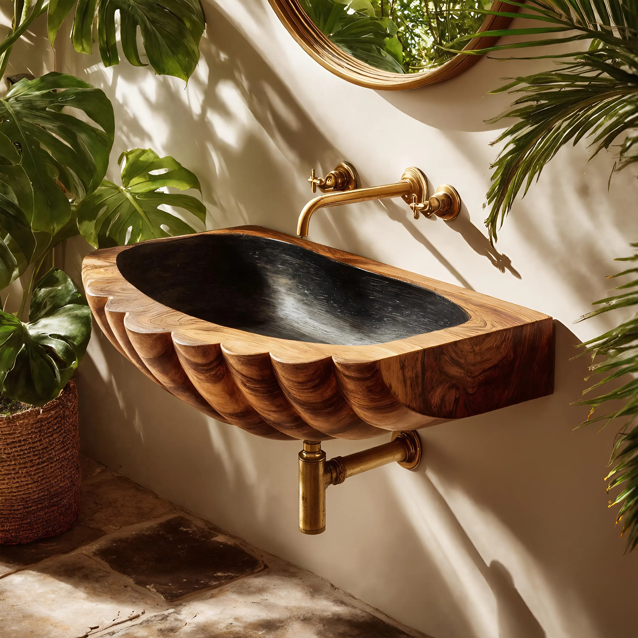 Farmhouse Wall Mounted Wooden Bathroom Sink For Rustic Bathroom Decor SILDTTNVS034