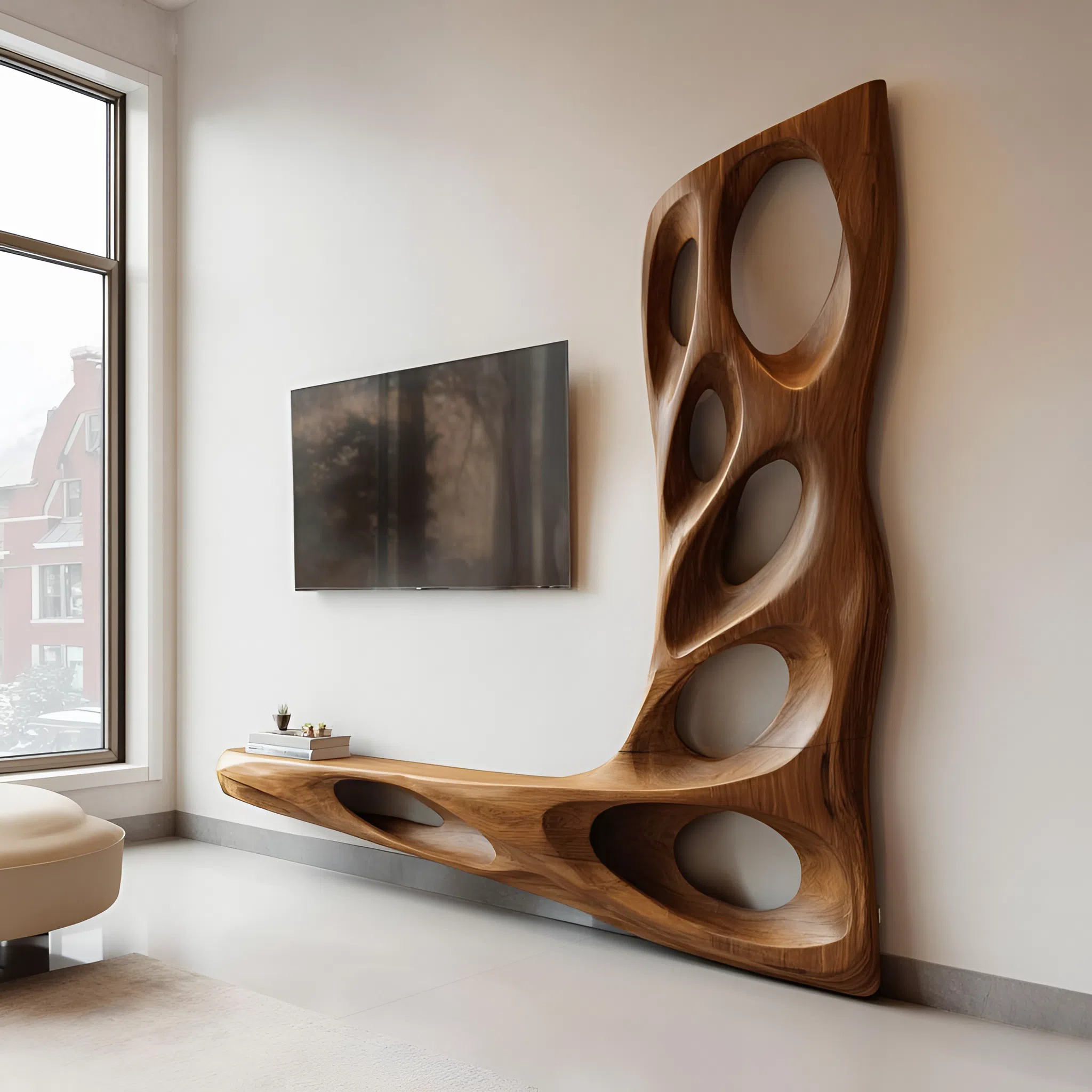 Modern Sculptural TV Wall Console For Living Room Decor SITHHNTVC037