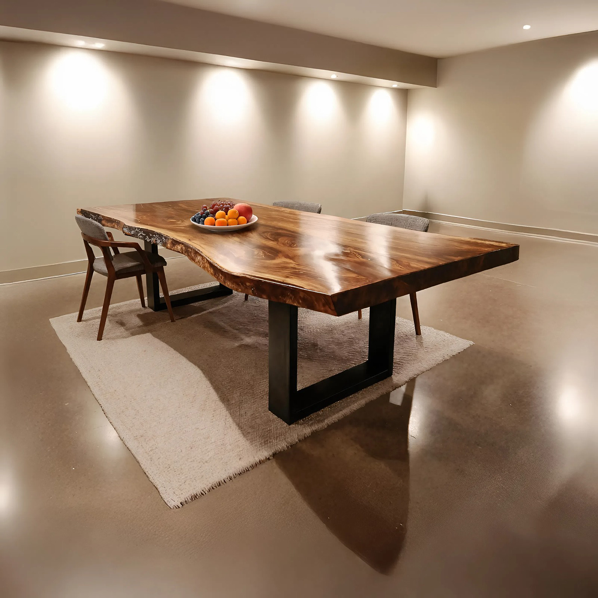 Furniture Decor Modern Solid Wood Dining Table Sleek Edge SILDTTRDN032