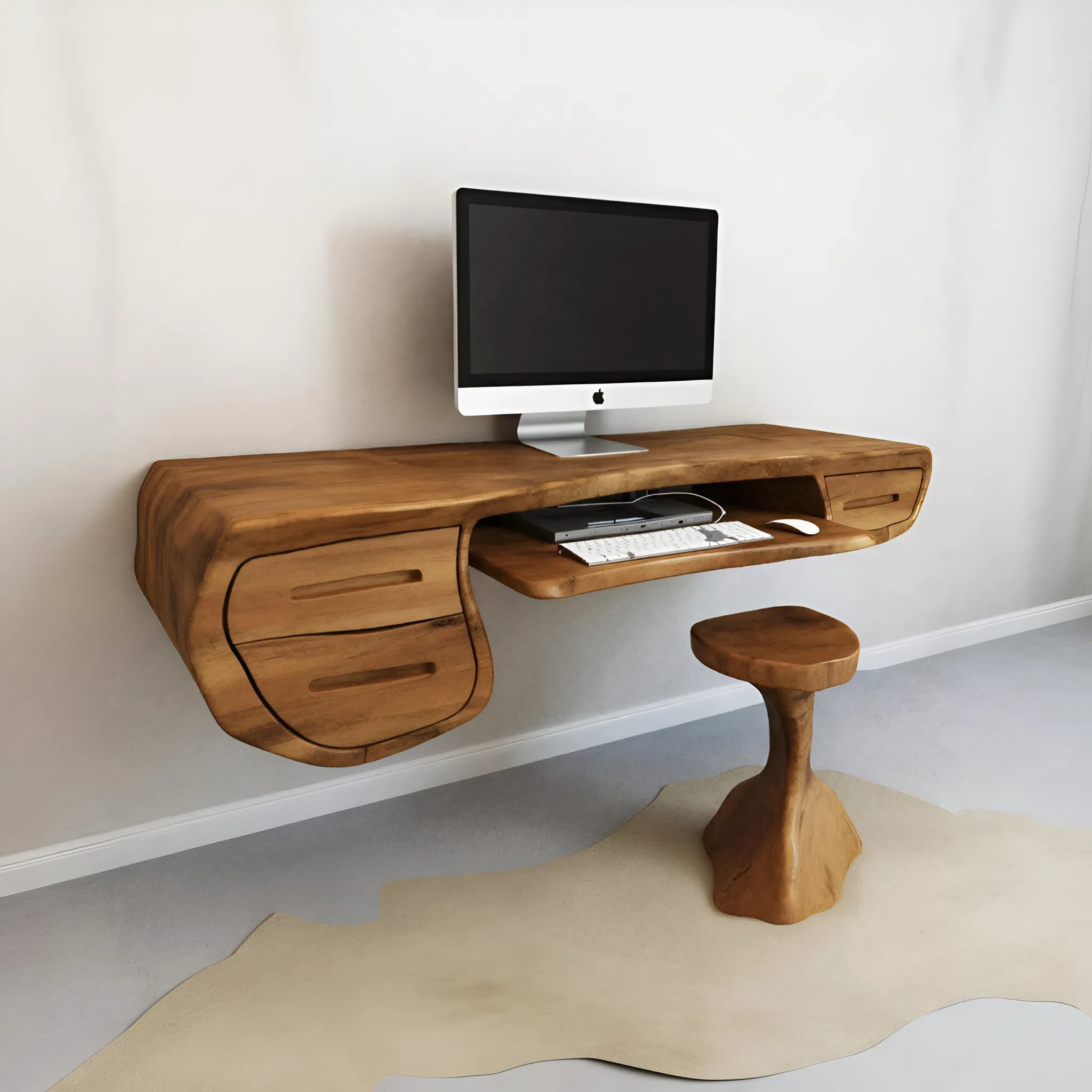 Floating Sculptural Desk With Drawers For Home Office And Studio SITHHNFLD004