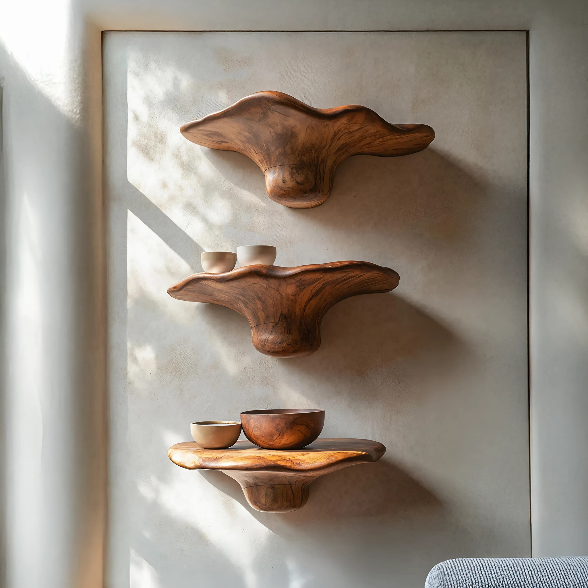 Handcrafted Solid Wood Mushroom Shelf For Bedroom Wall Decor SILDTTRMR011