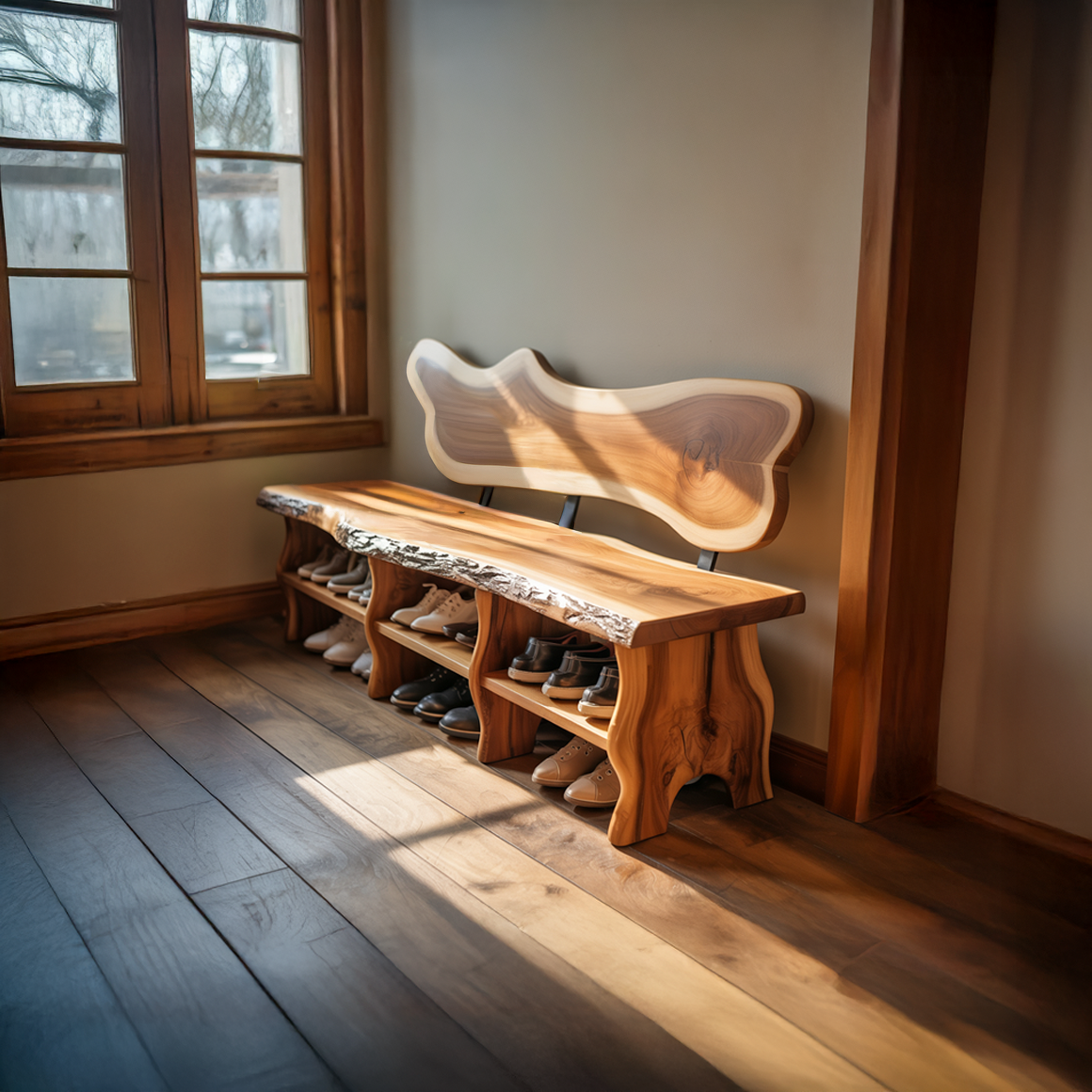 Rustic Live Form Shoe Rack Entryway And Reading Room SINLSASB075