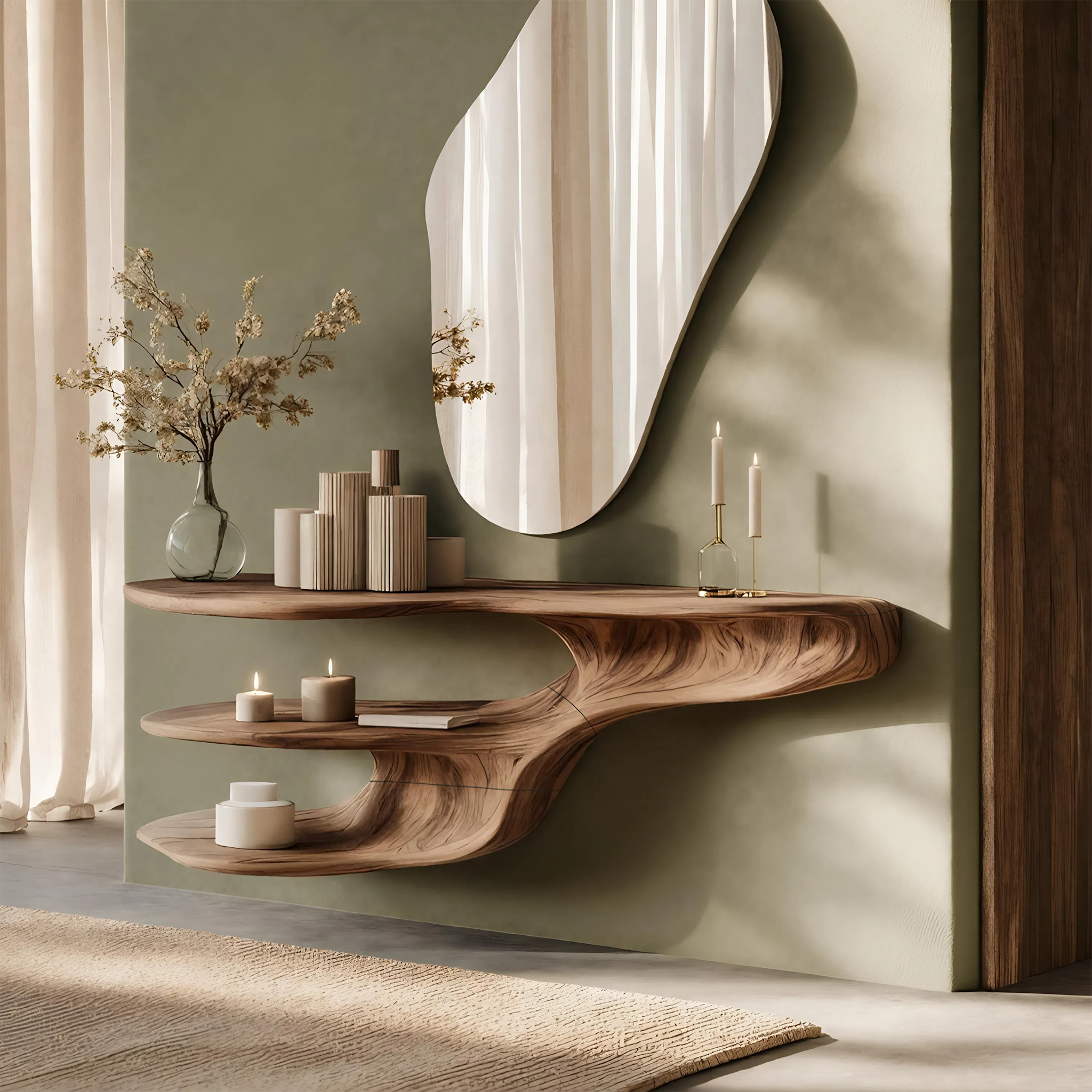 Rustic Solid Wood Vanity For Bedroom Makeup Organization SILDTTNMV009