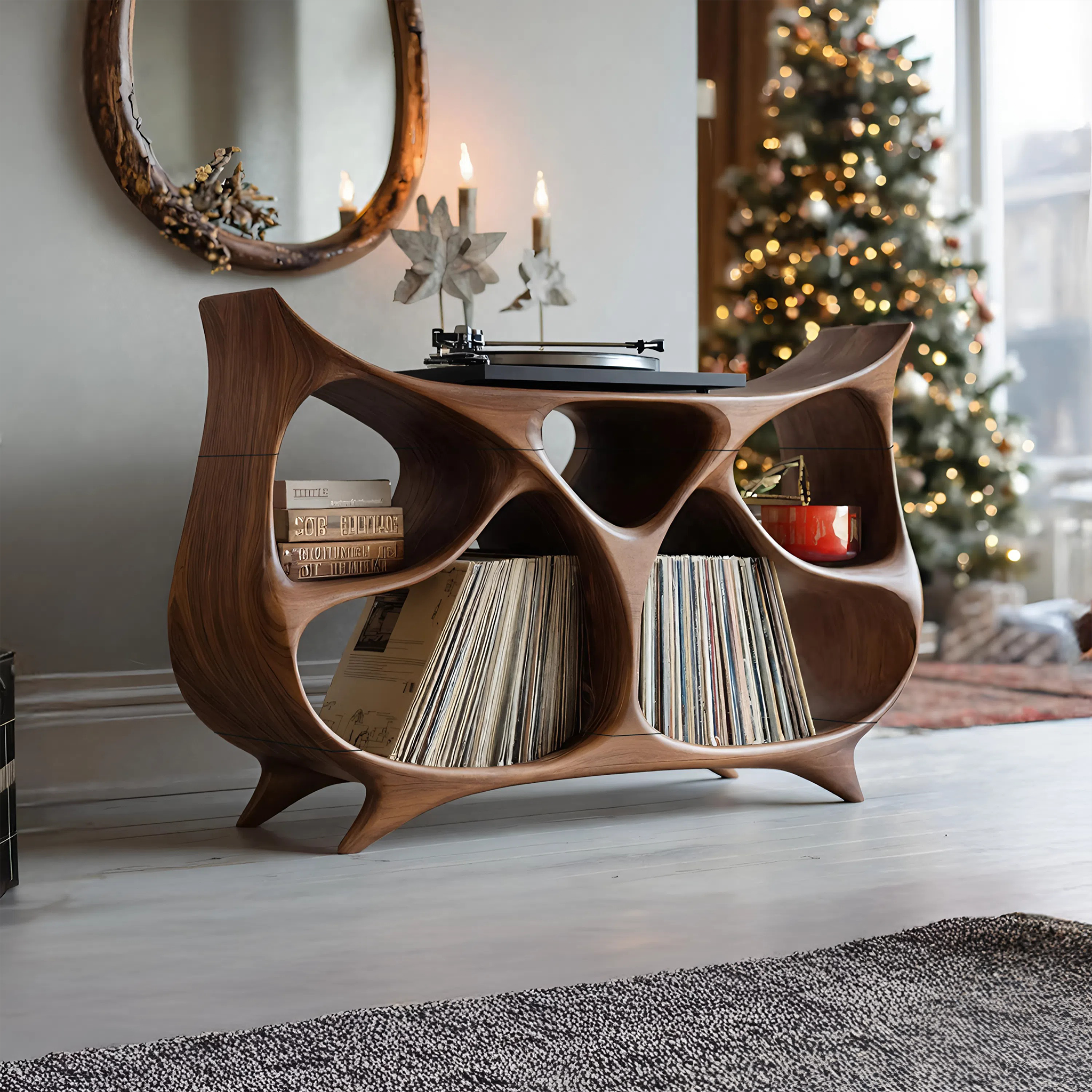 Farmhouse Record Stand For Warm Christmas Living Space SILDTTNCRS015