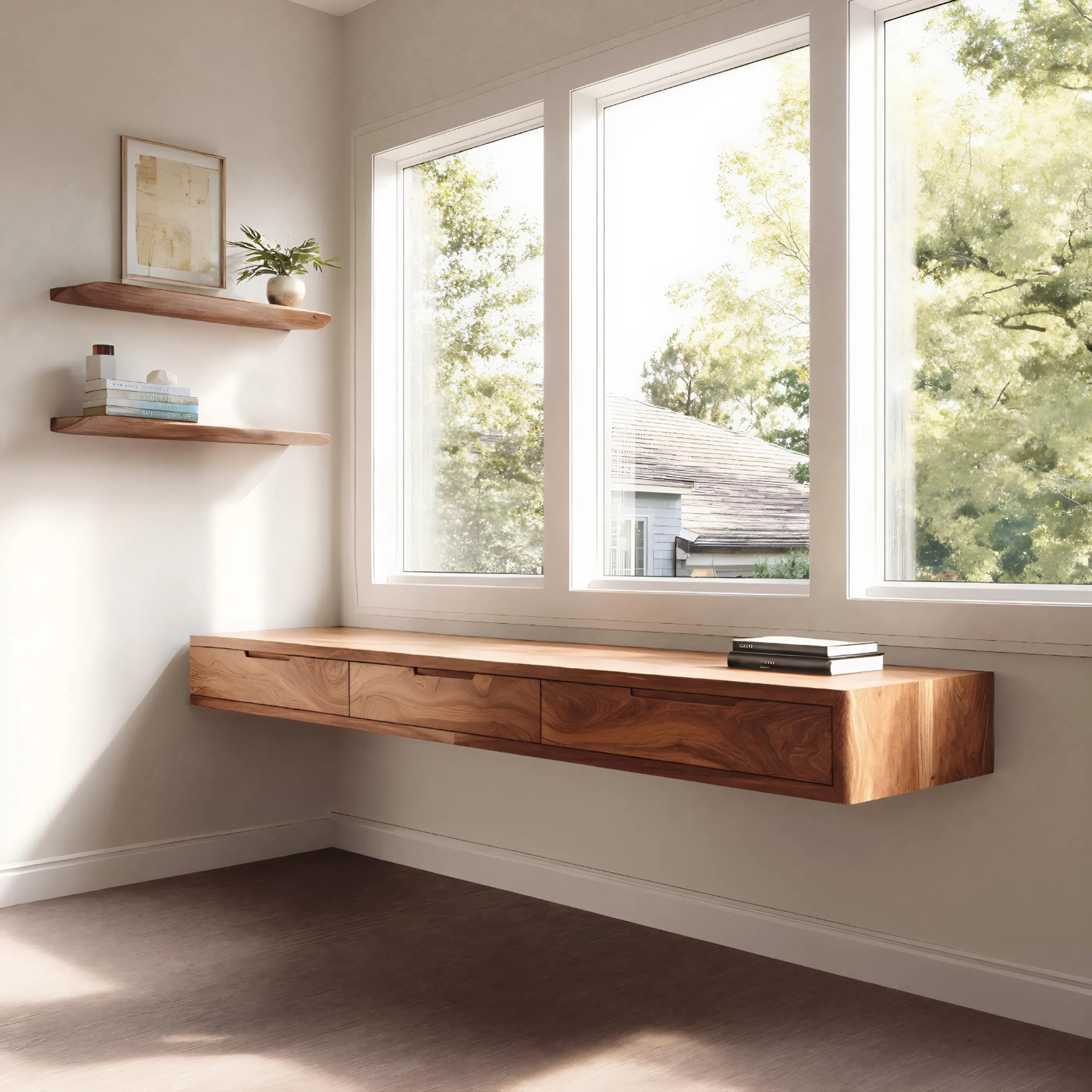 Modern Floating Desk With Drawers For Home Office SITHHNFLD013