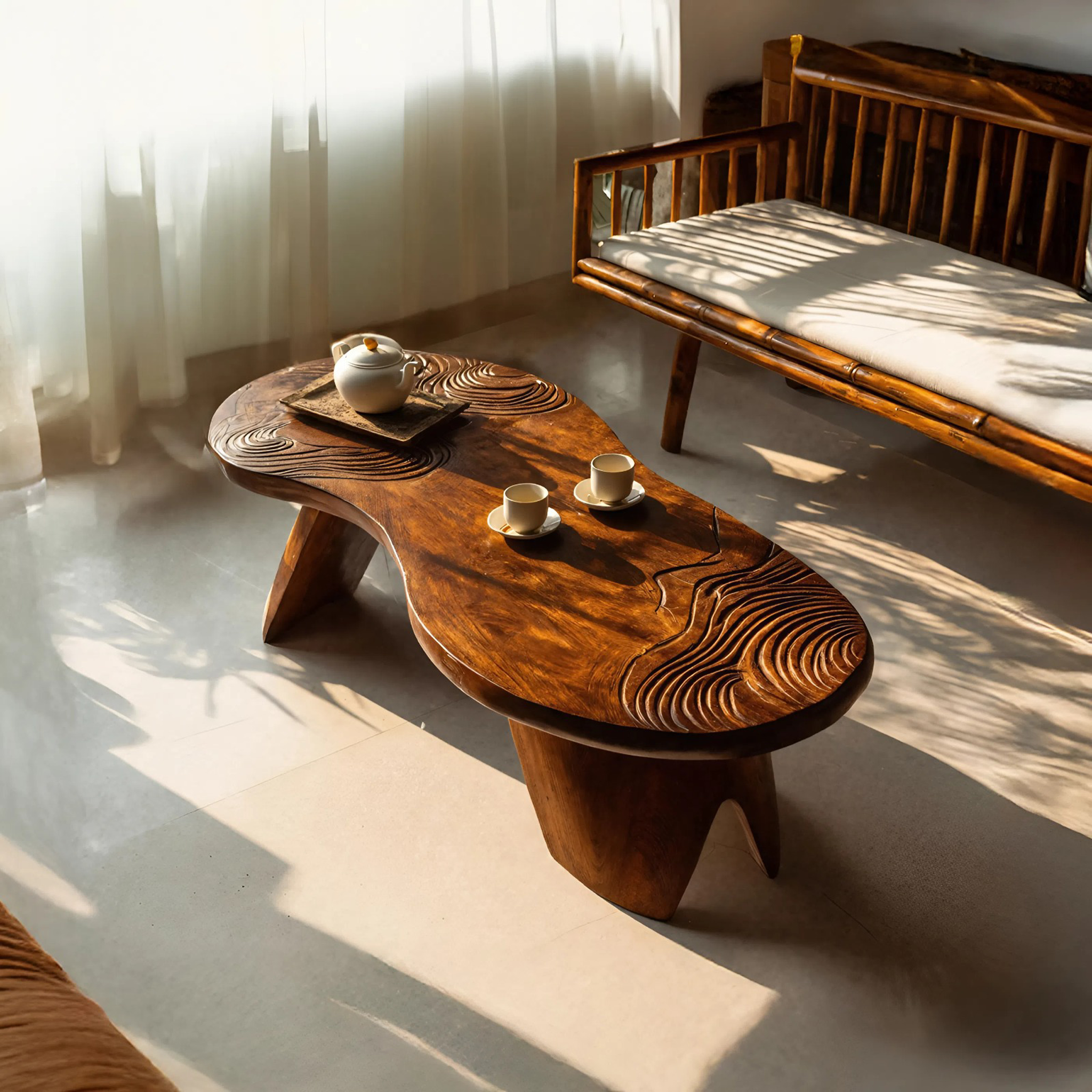 Farmhouse Irregular Abstract Coffee Table For Living Room SILDTTRCF081