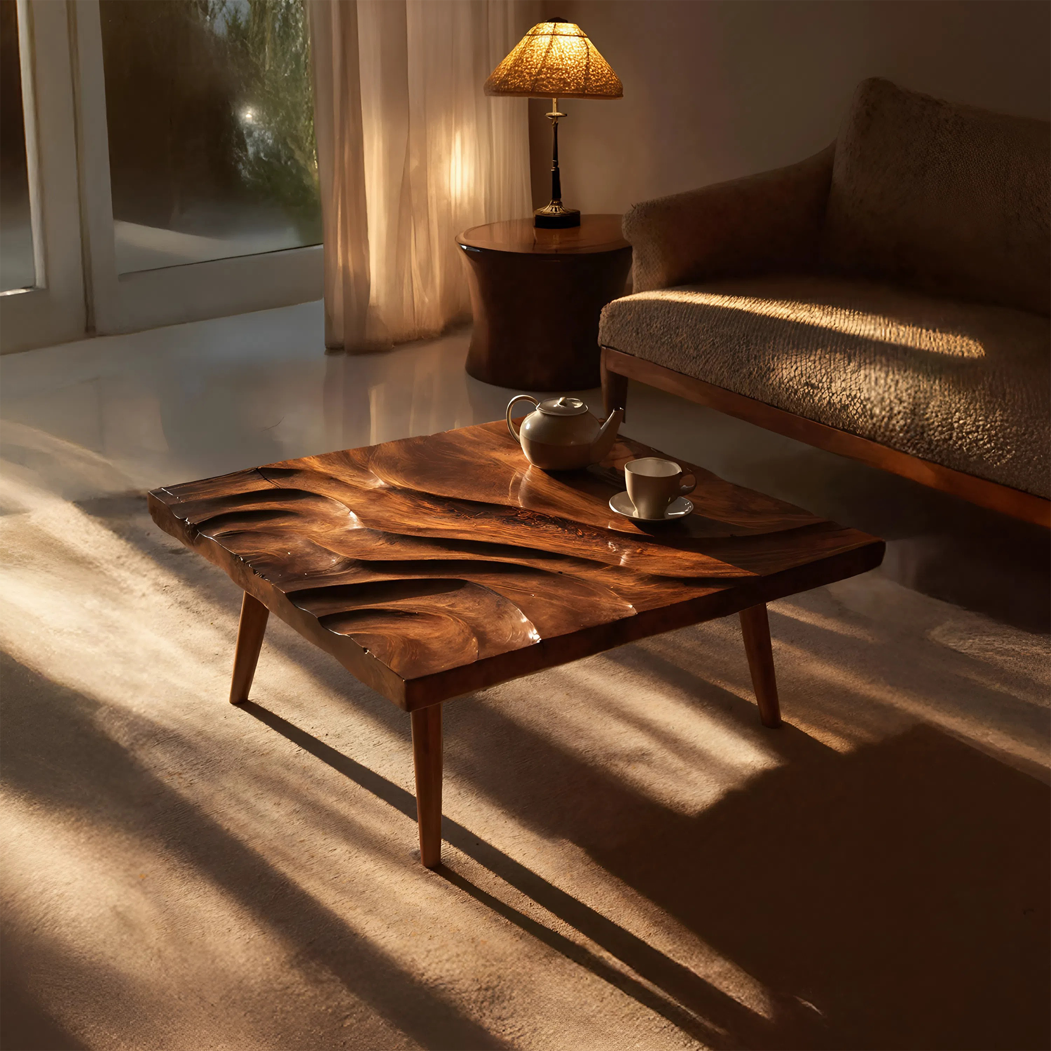 Modern Wooden Abstract Coffee Table For Living Room Decor SILDTTRCF072