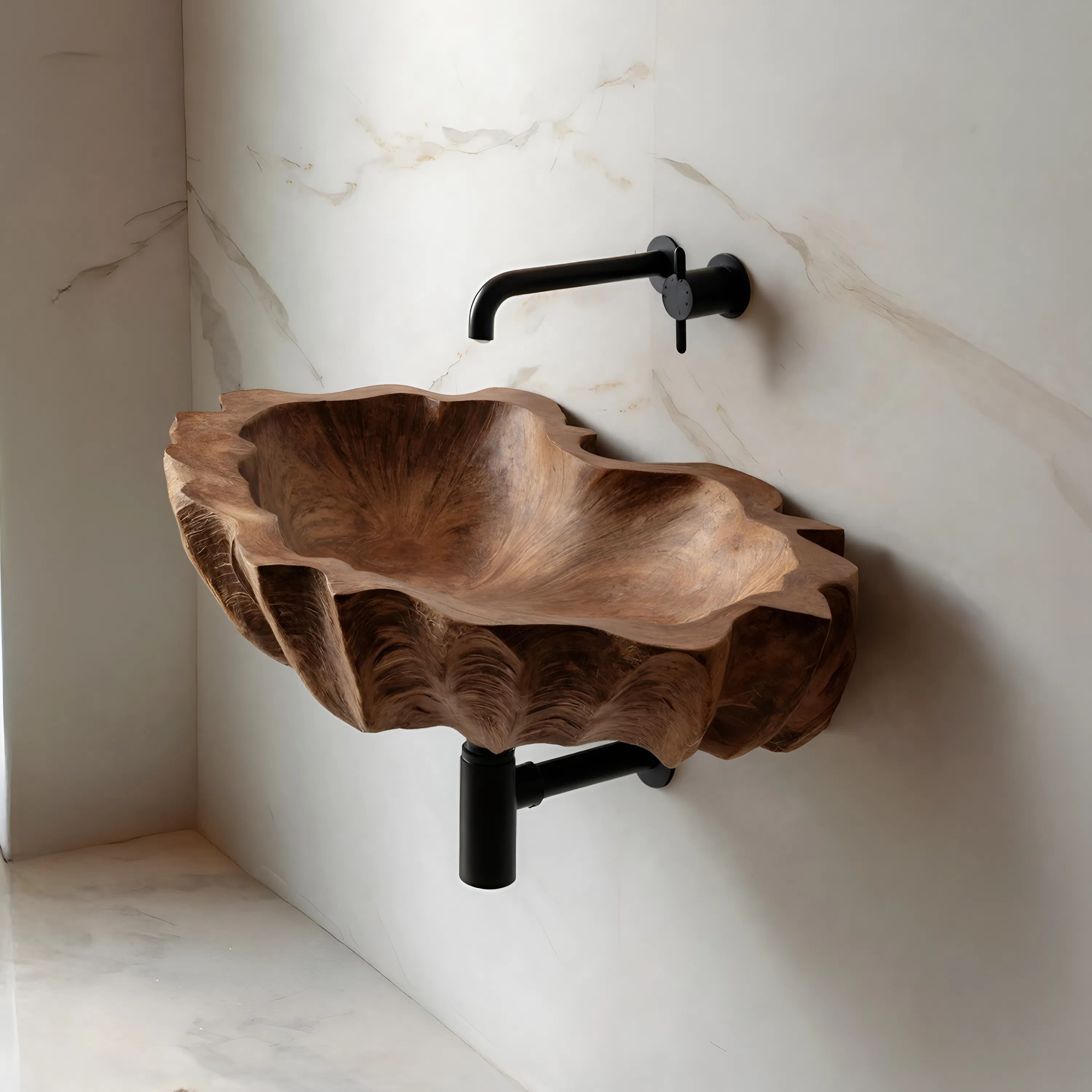 Mid Century Wooden Live Edge Wood Basin For Bedroom Interior Decor SILDTTRVS036