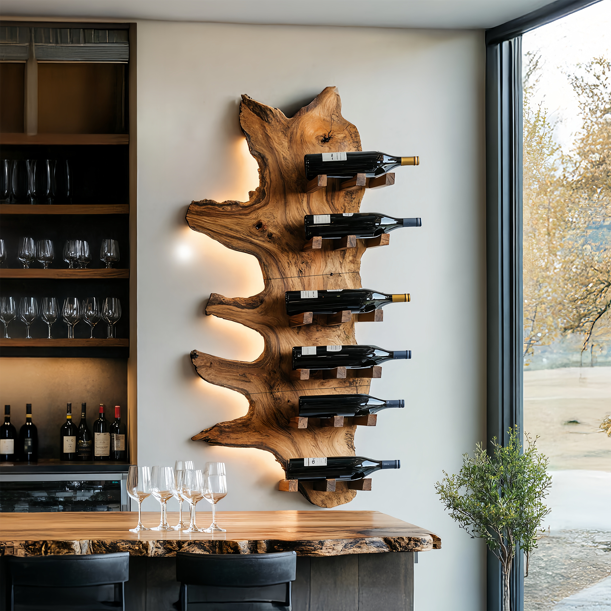 Modern Live Edge Wine Rack For Furniture Decor And Wine Shelf SILDTTRWH058