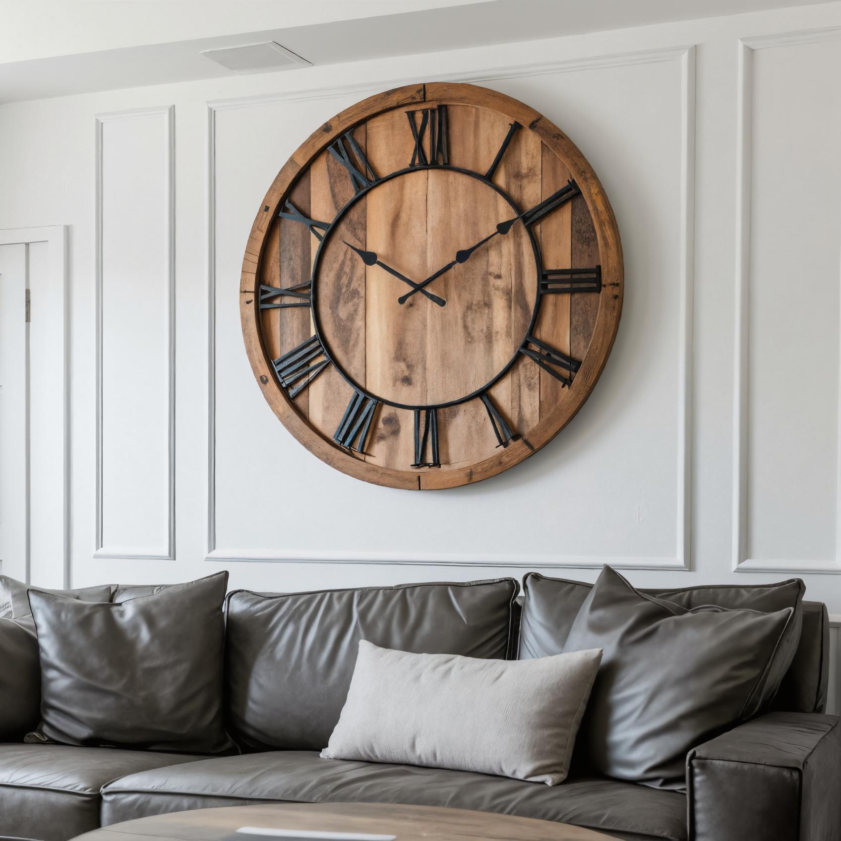 Oversized Rustic Wall Clock With Roman Numerals For Living Room And Entryway SITHTTWAC001