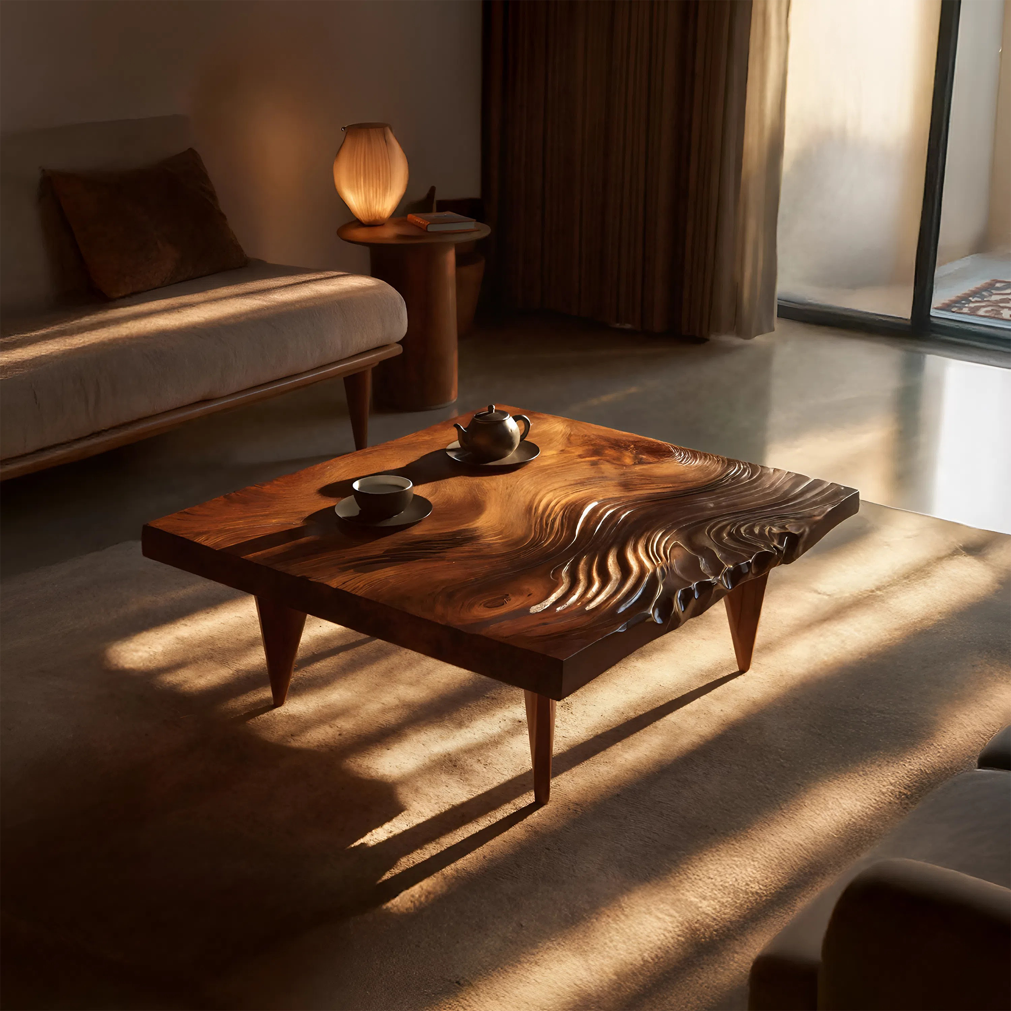 Farmhouse Solid Wood Irregular Coffee Table For Entryway SILDTTRCF073
