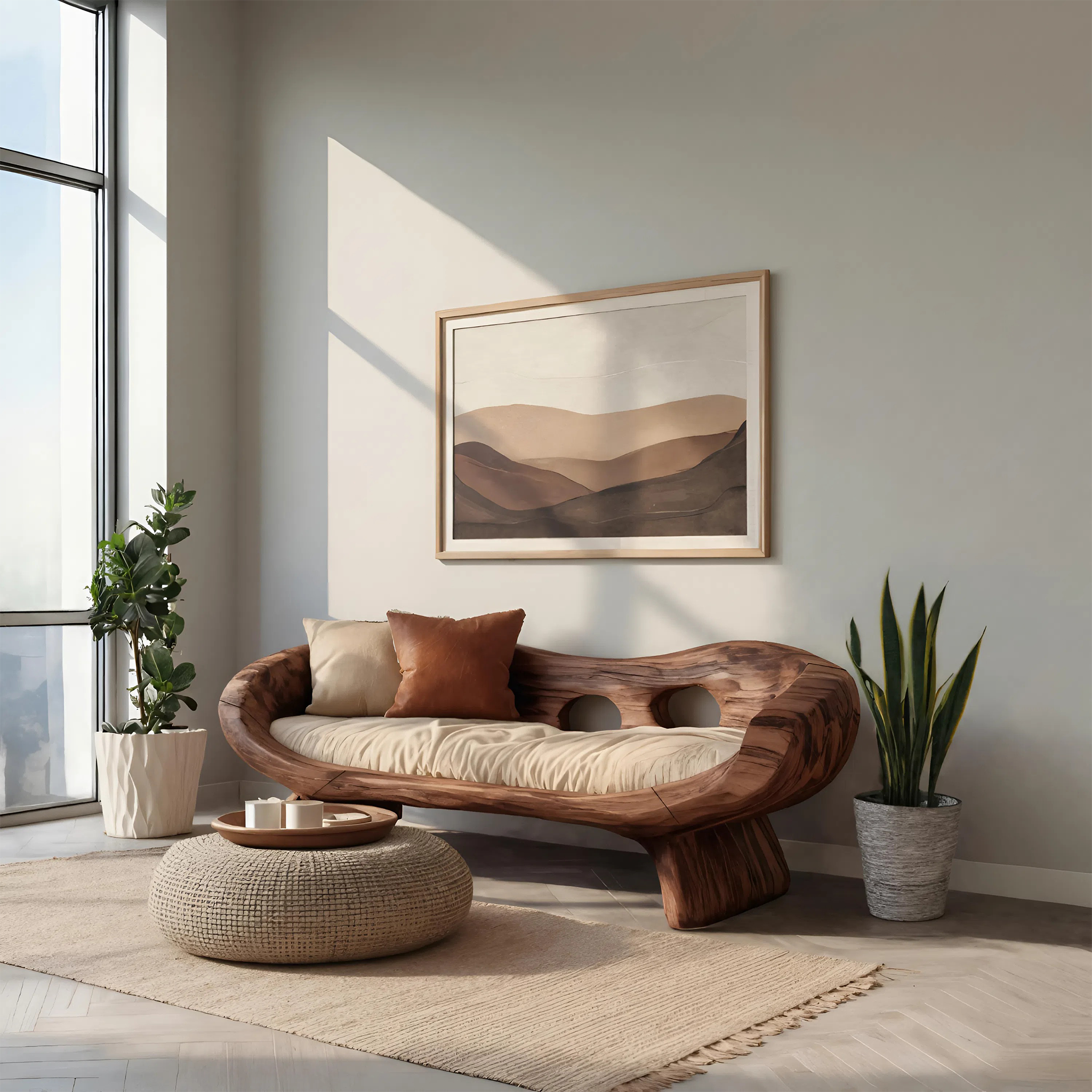Artistic Sculptural Sofa With Curved Design For Living Room SITHTTSF023