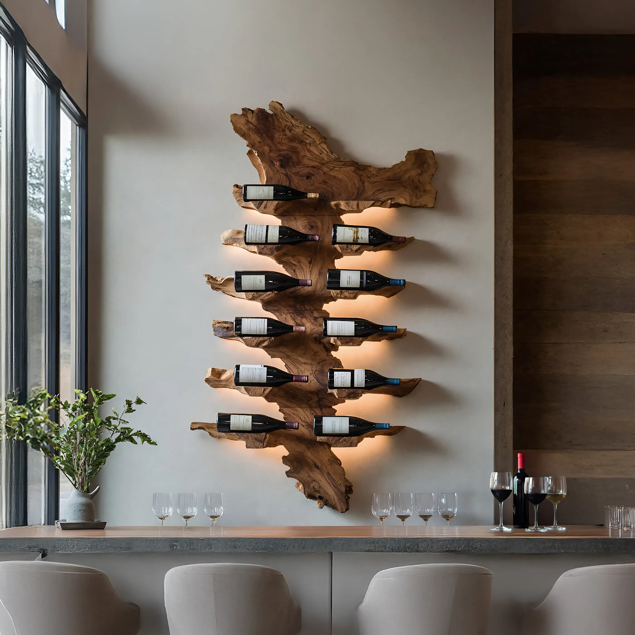 Handcrafted Live Edge Wine Holder For Luxury Furniture Decor SILDTTRWH044