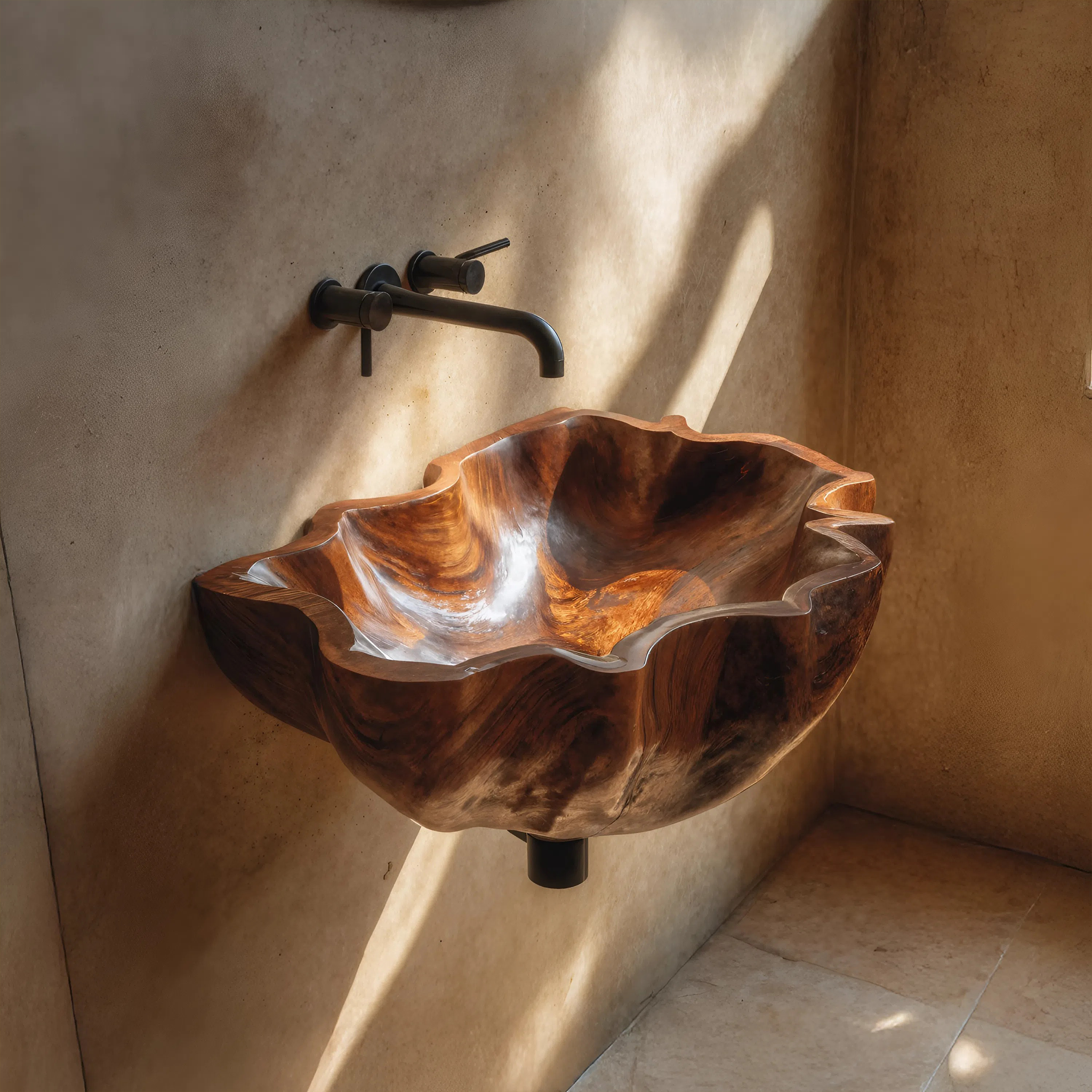 Mid Century Live Edge Wood Basin For Sophisticated Bathroom Furniture SILDTTRVS032