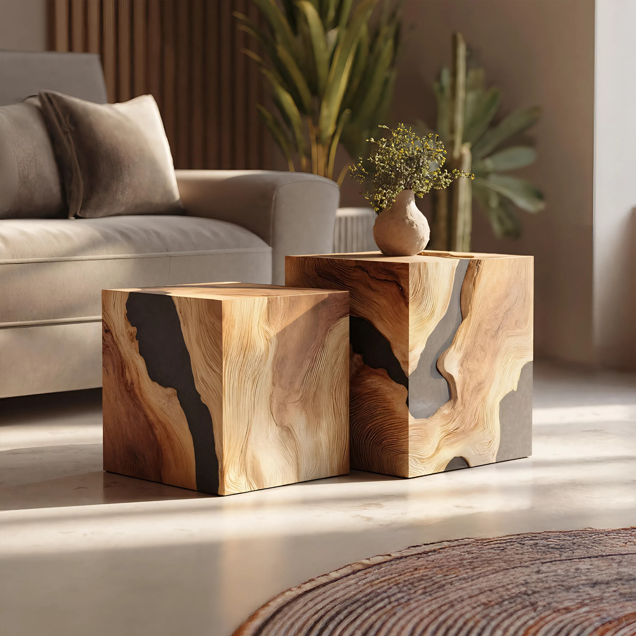 Handcrafted Solid Wood Square Table For Entryway Design SILDTTNCF038