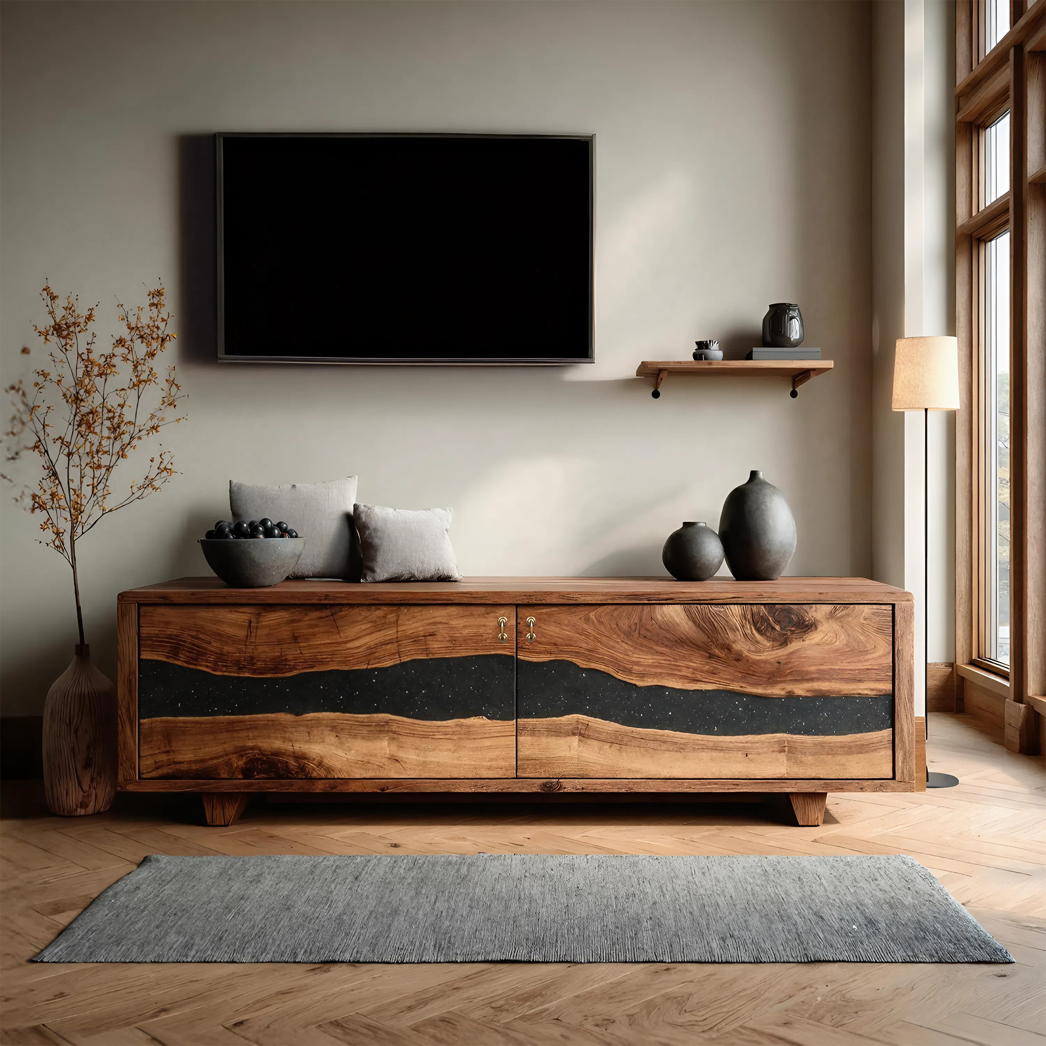 Handcrafted Live Edge TV Cabinet For Furniture Decor SILDTTNTVC092