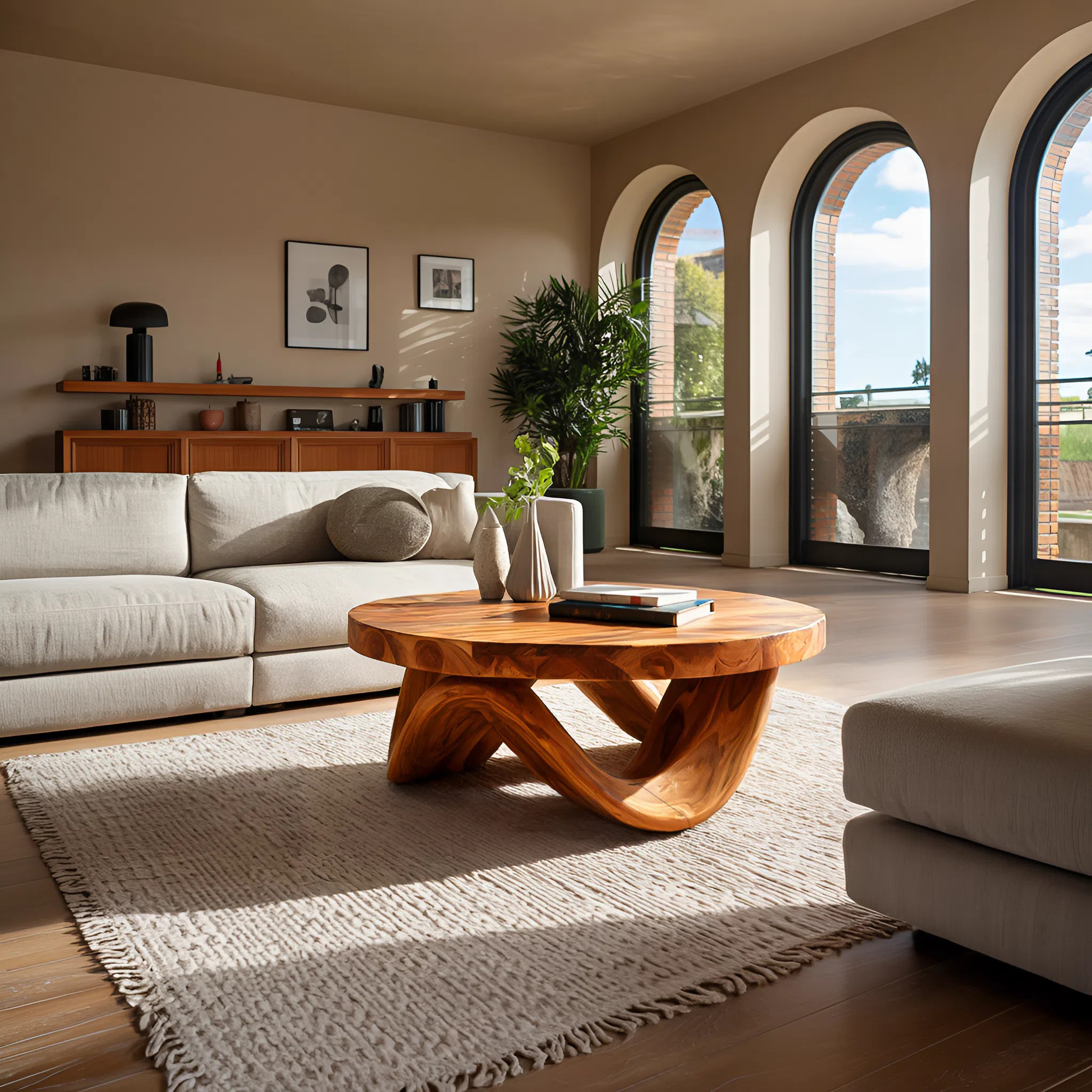 Modern Sculptural Coffee Table With Curved Base For Living RTTHTTCF041