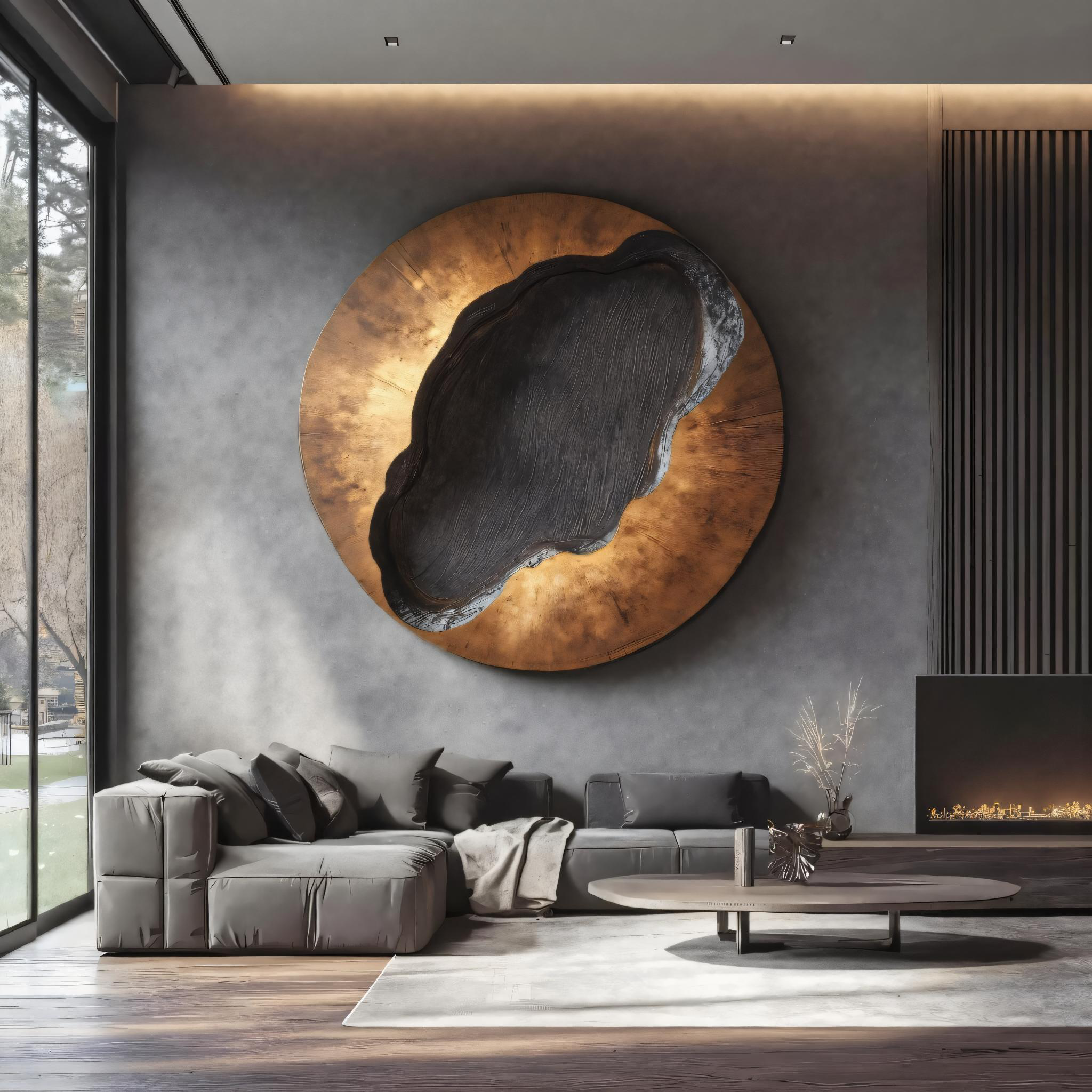 Mid Century Wooden Round Sculpture For Living Room Decor SILDTTNWA028