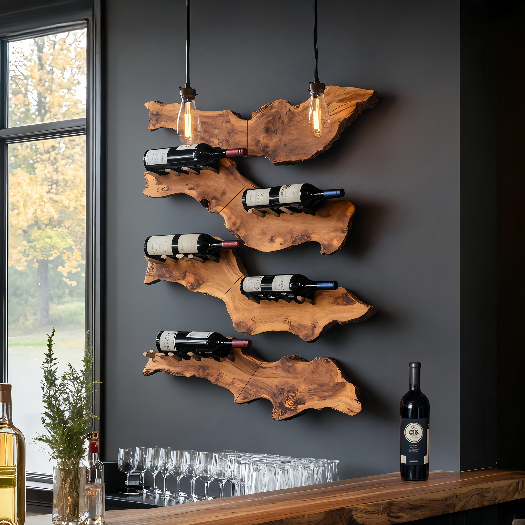 Farmhouse Wooden Wine Holder For Entryway Wine Storage Decor SILDTTRWH059