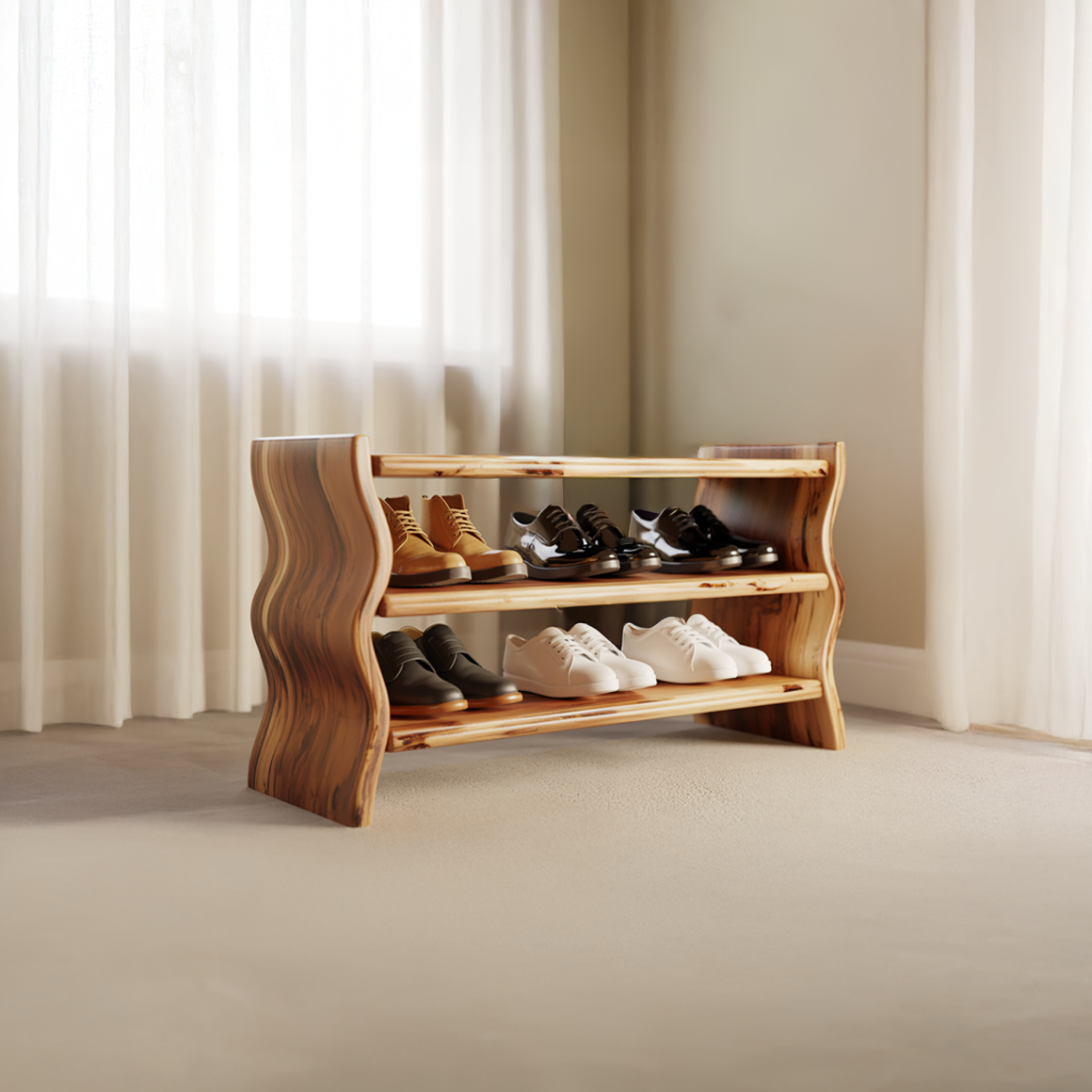 Modern Sculpted Shoe Organizer Living Room And Mudroom SINLSASB080