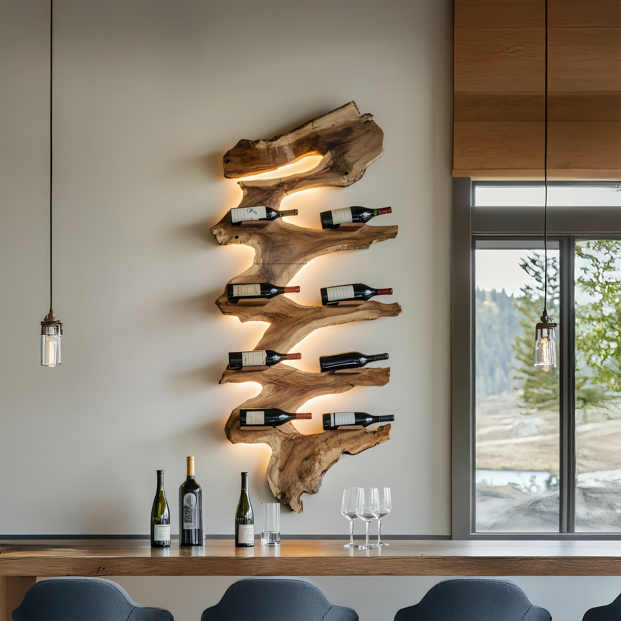 Modern Solid Wood Wine Rack For Living Room Furniture Design SILDTTRWH050