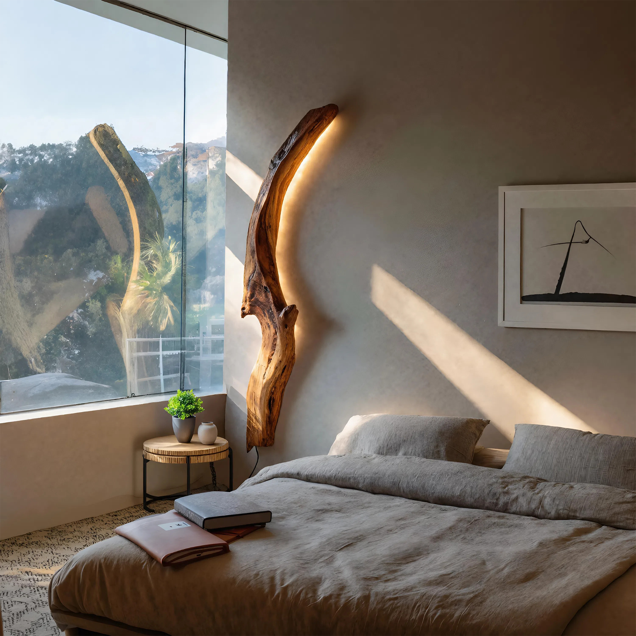 Organic Wall Sconce Curved For Bedroom Or Entryway Decor SITHTTLAM028