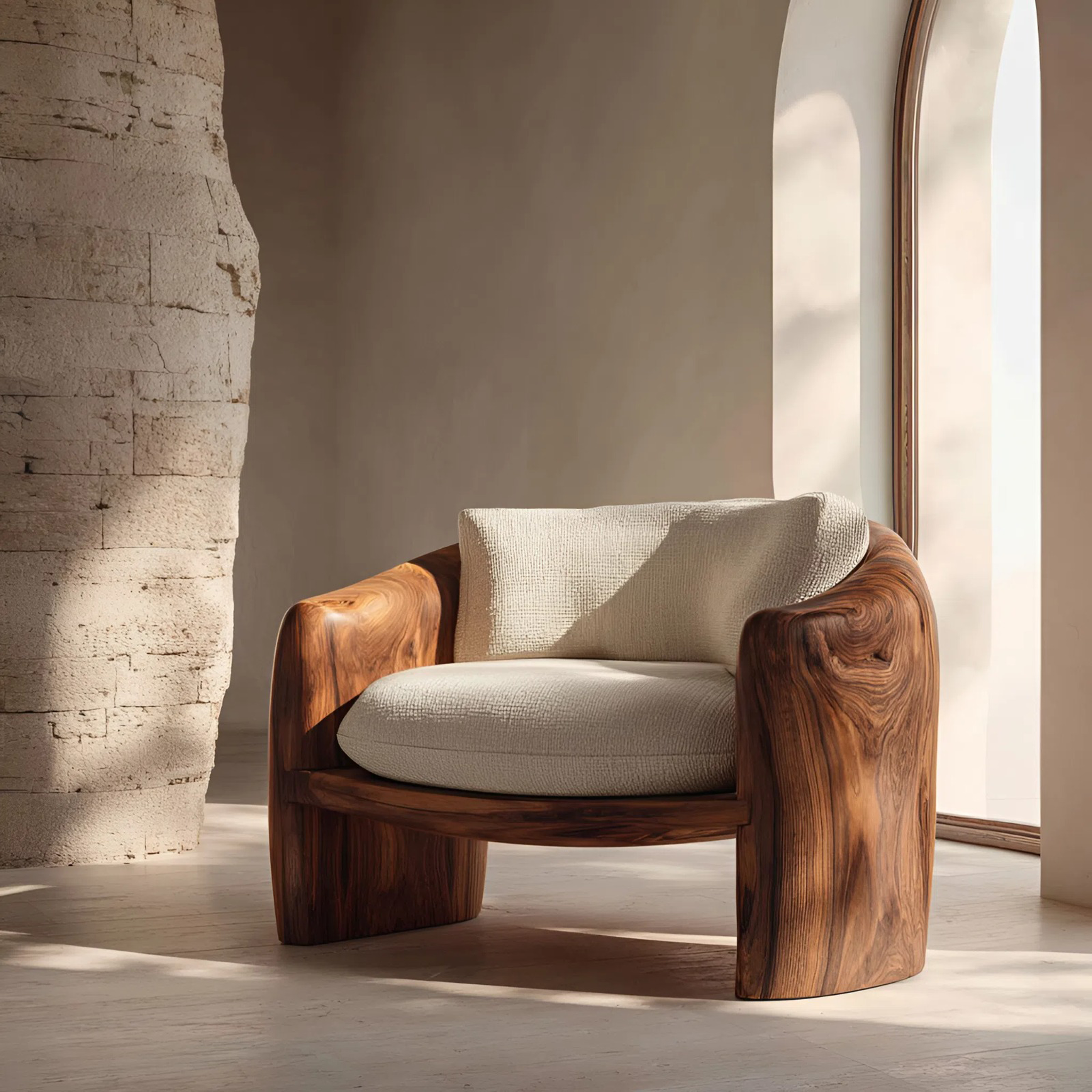 Modern Organic Lounge Chair Sculptural Form For Living Room RTTHHNCHR081
