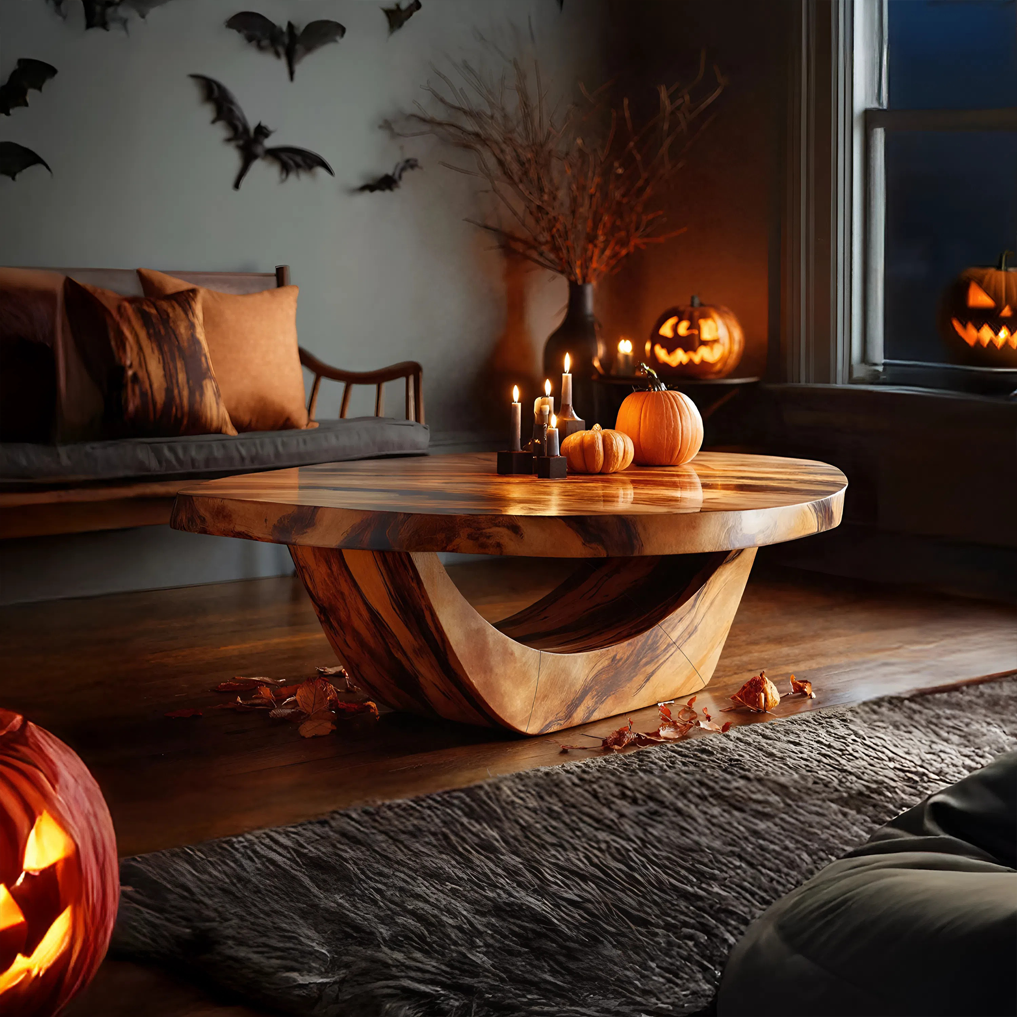 Modern Solid Wood Coffee Table For Living Room Ghostly Halloween SILDTTNHCF029