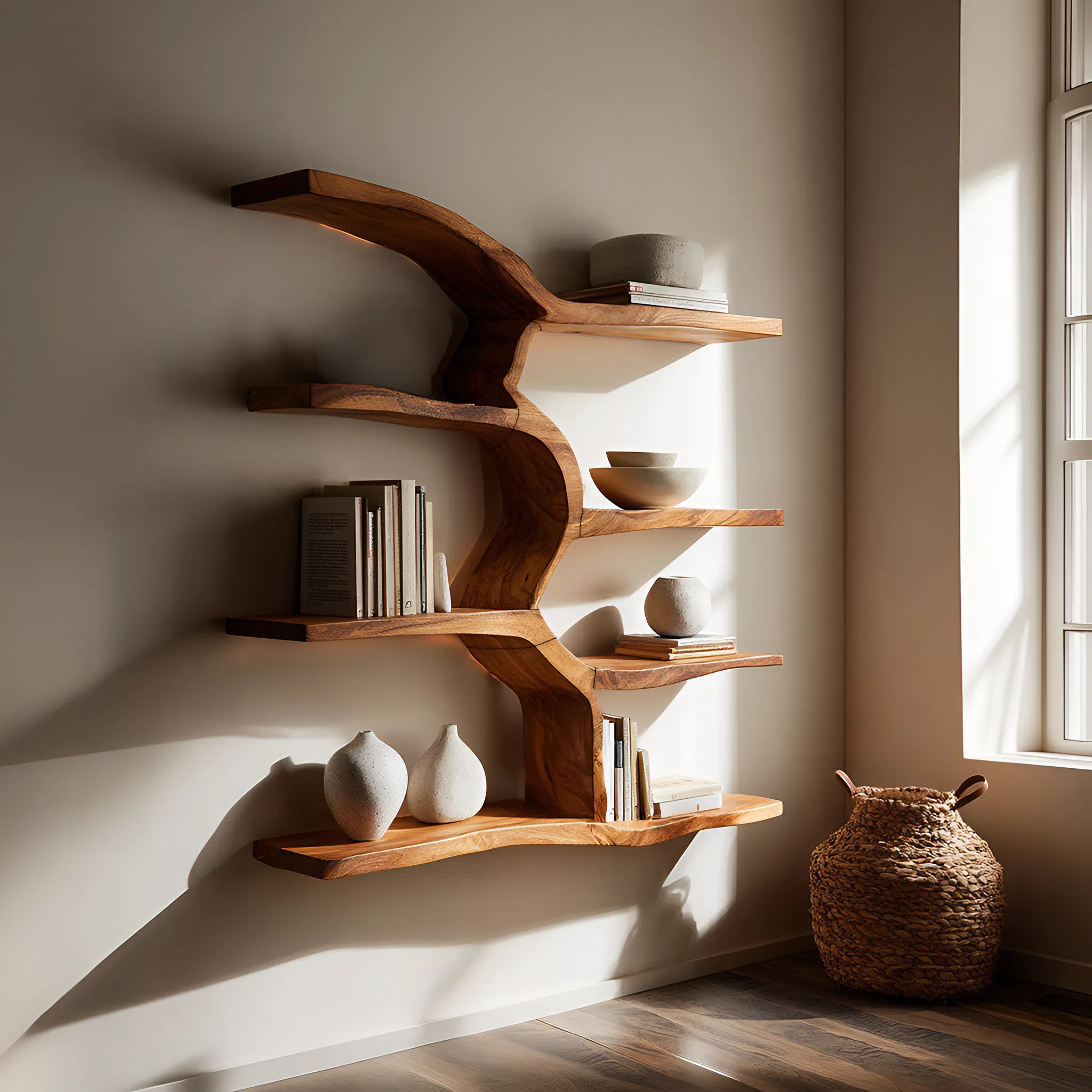 Minimalist Live Edge Floating Shelf For Living Room Display SILDTTRWMS024