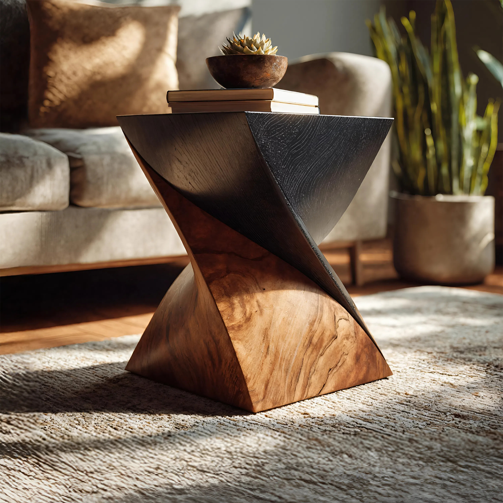 Handcrafted Wooden Side Table For Living Room Art Style SILDTTNSTA032