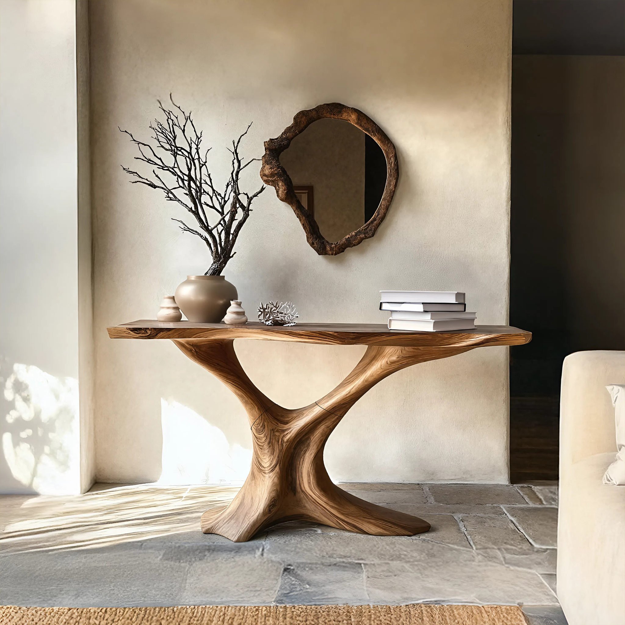 Mid Century Live Edge Entryway Table For Bedroom Decor And Display SILDTTRCS048
